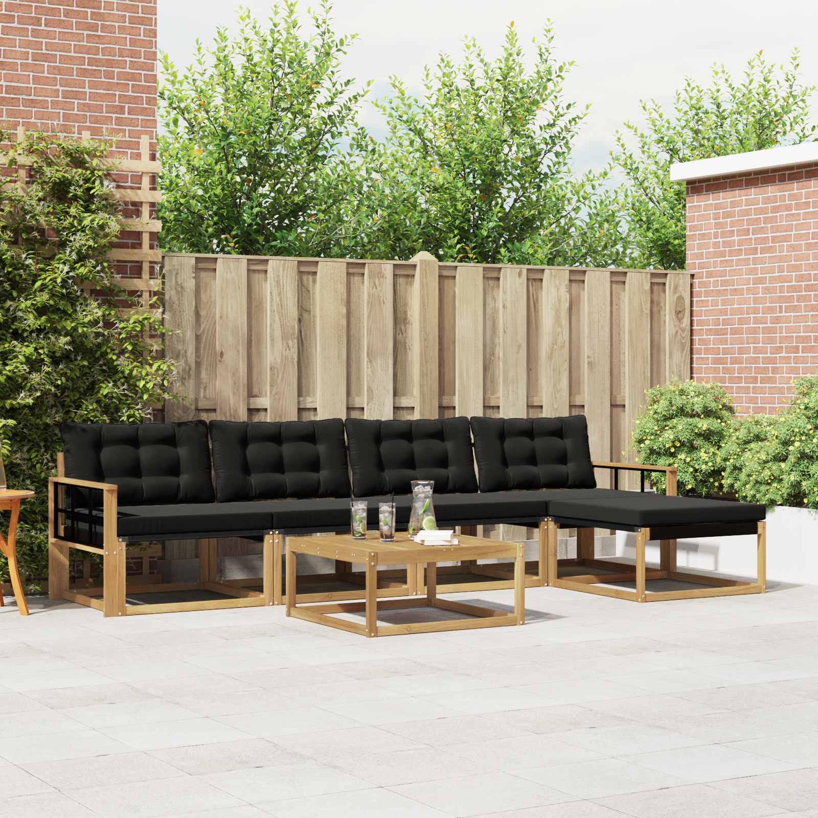 Set vanjskih sofa 6 pcs Bijela i crna