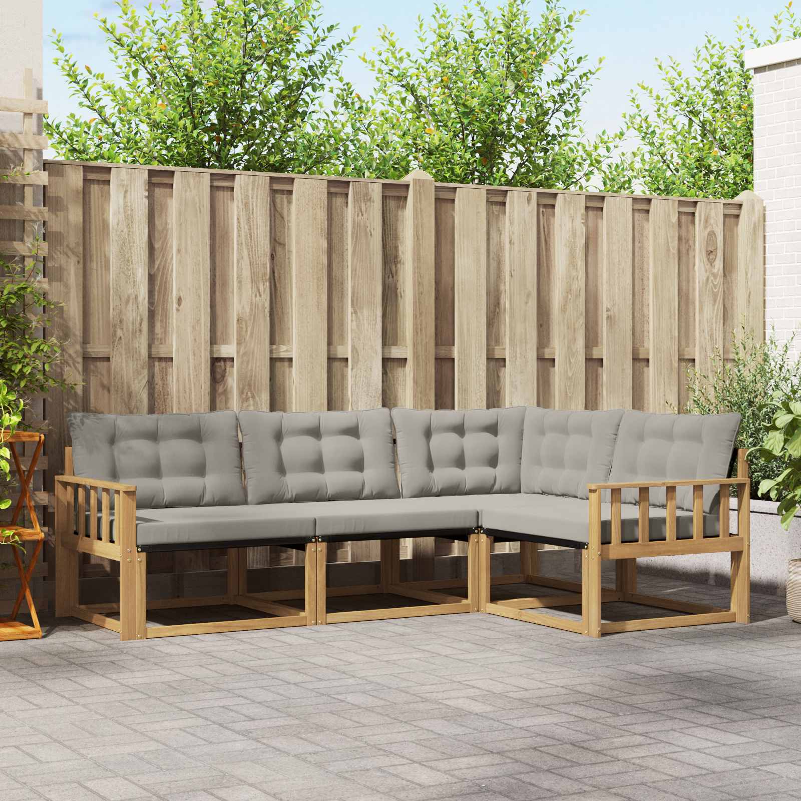 Set vanjskih sofa s jastukom 4 pcs Bijela i svjetlosiva