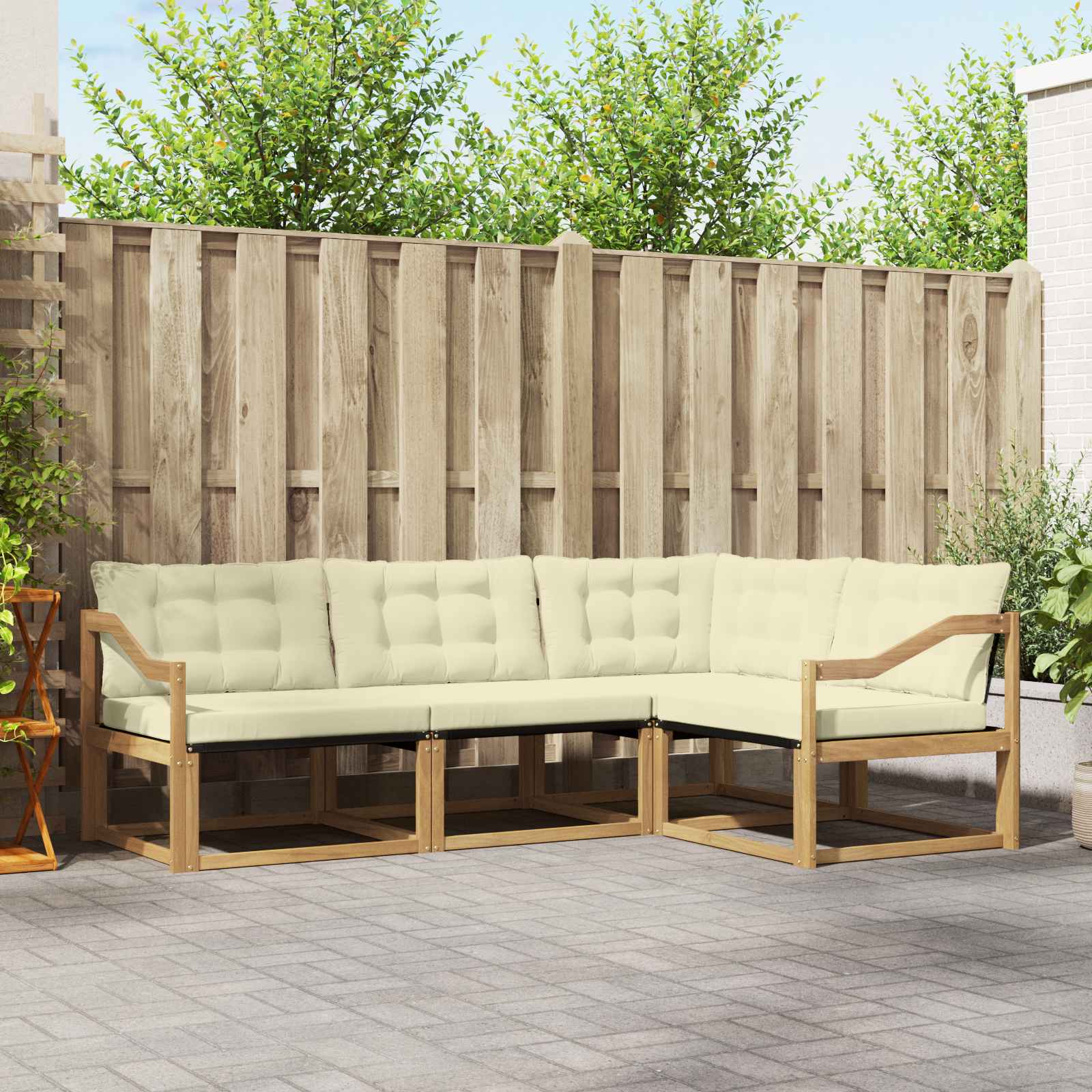 Set vanjskih sofa s jastukom 4 pcs Bijela i krem
