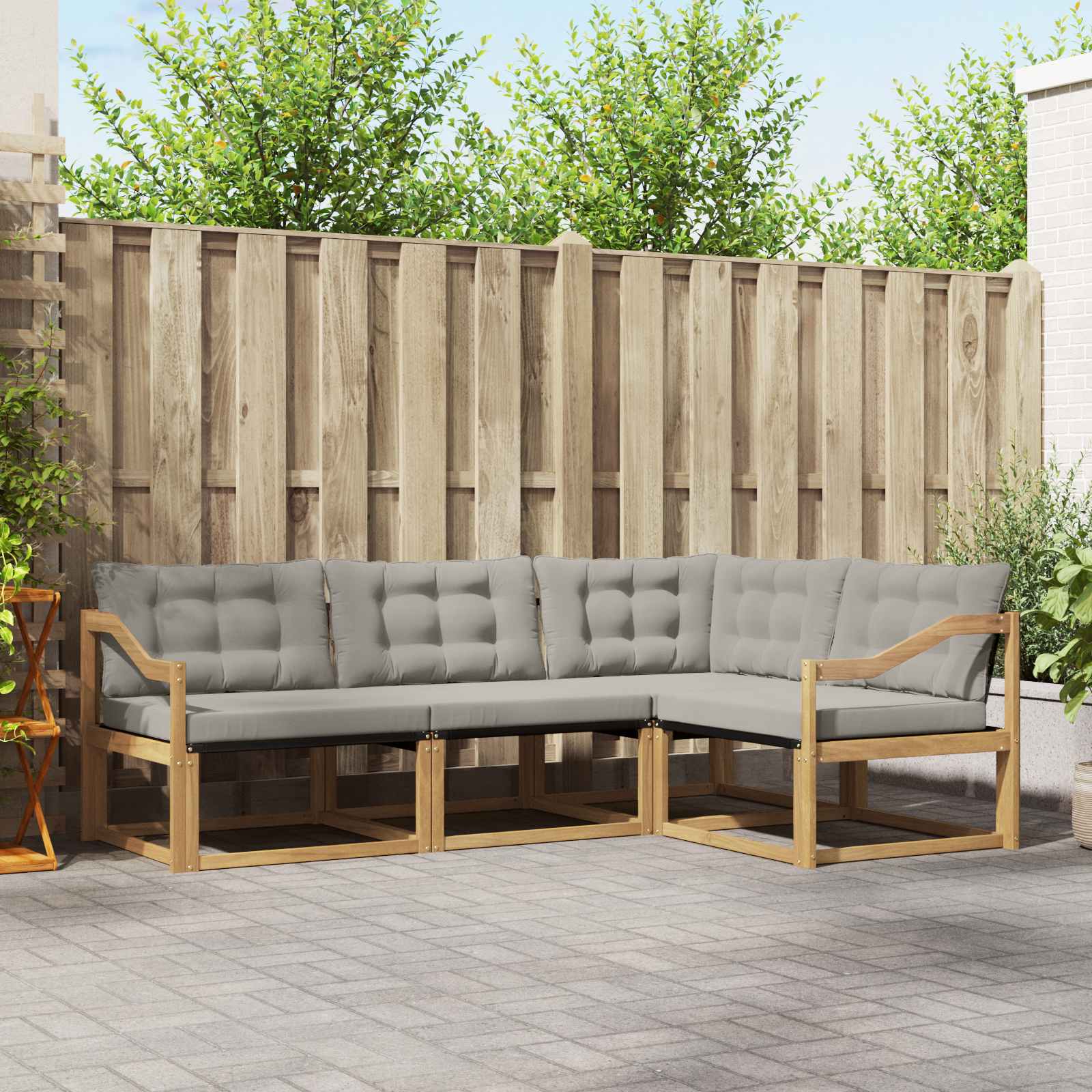 Set vanjskih sofa s jastukom 4 pcs Bijela i svjetlosiva