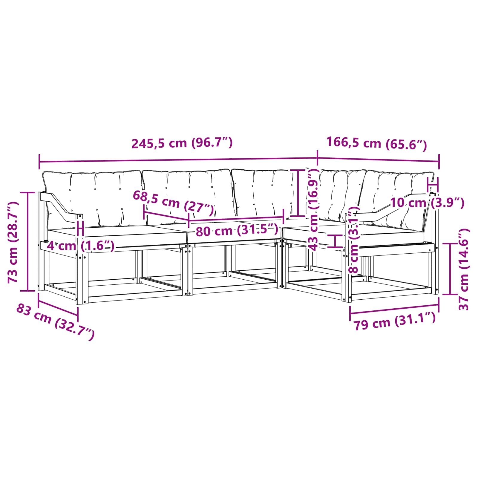 Set vanjskih sofa s jastukom 4 pcs Bijela i svjetlosiva