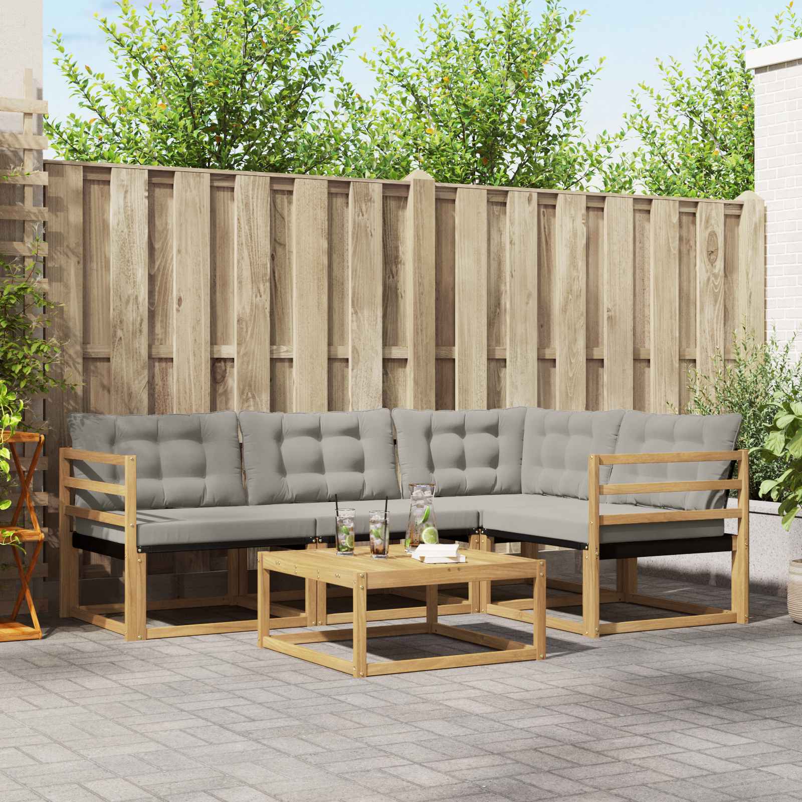 Set vanjskih sofa 5 pcs Bijela i svjetlosiva 79 x 79 x 37 cm