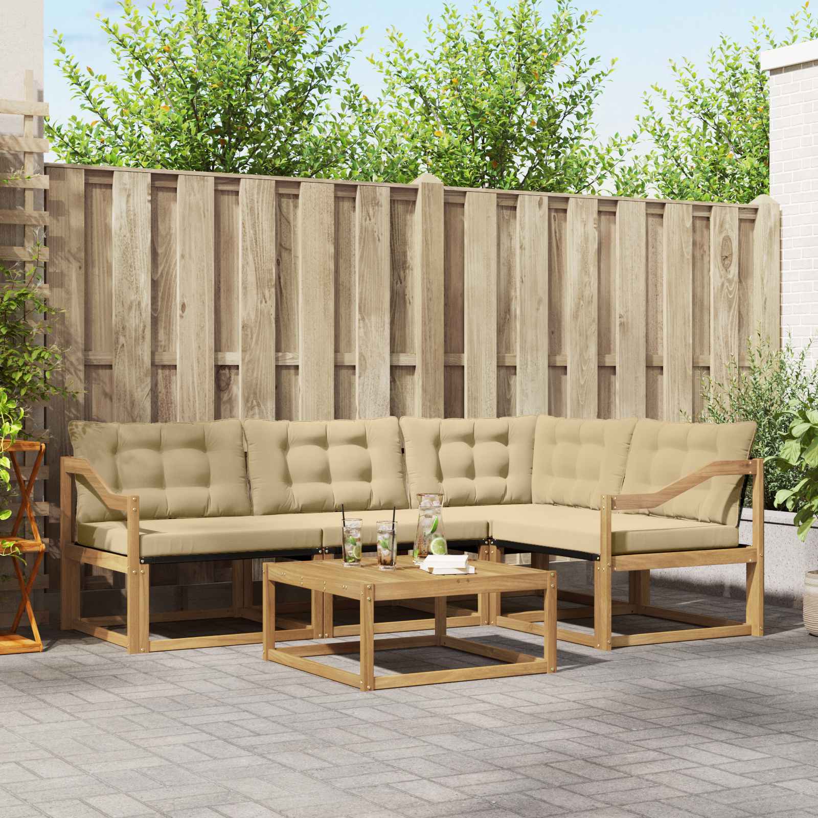 Set vanjskih sofa 5 pcs Bijela i bež 79 x 79 x 37 cm