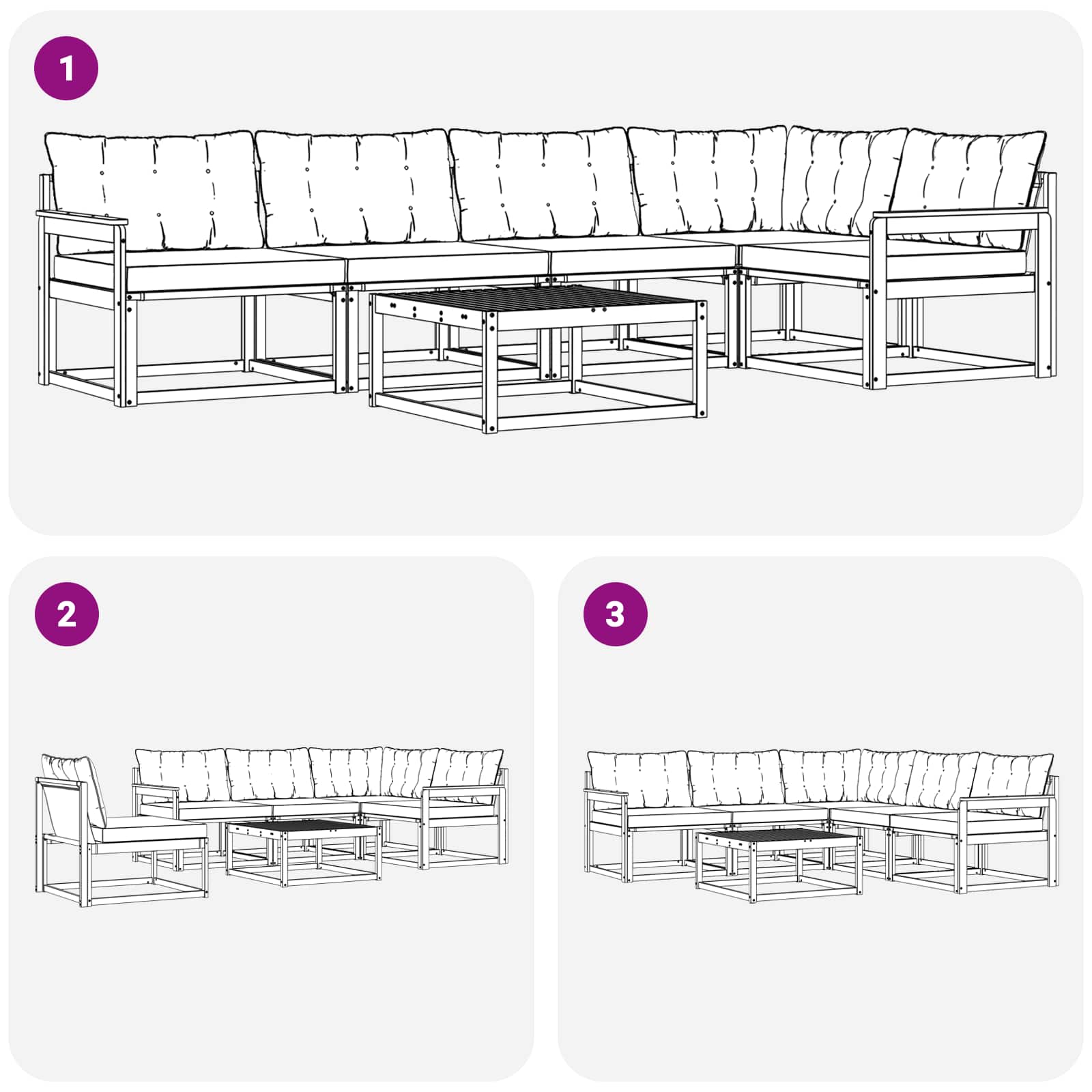 Set vanjskih sofa 6 pcs Bijela i svjetlosiva 79 x 79 x 37 cm