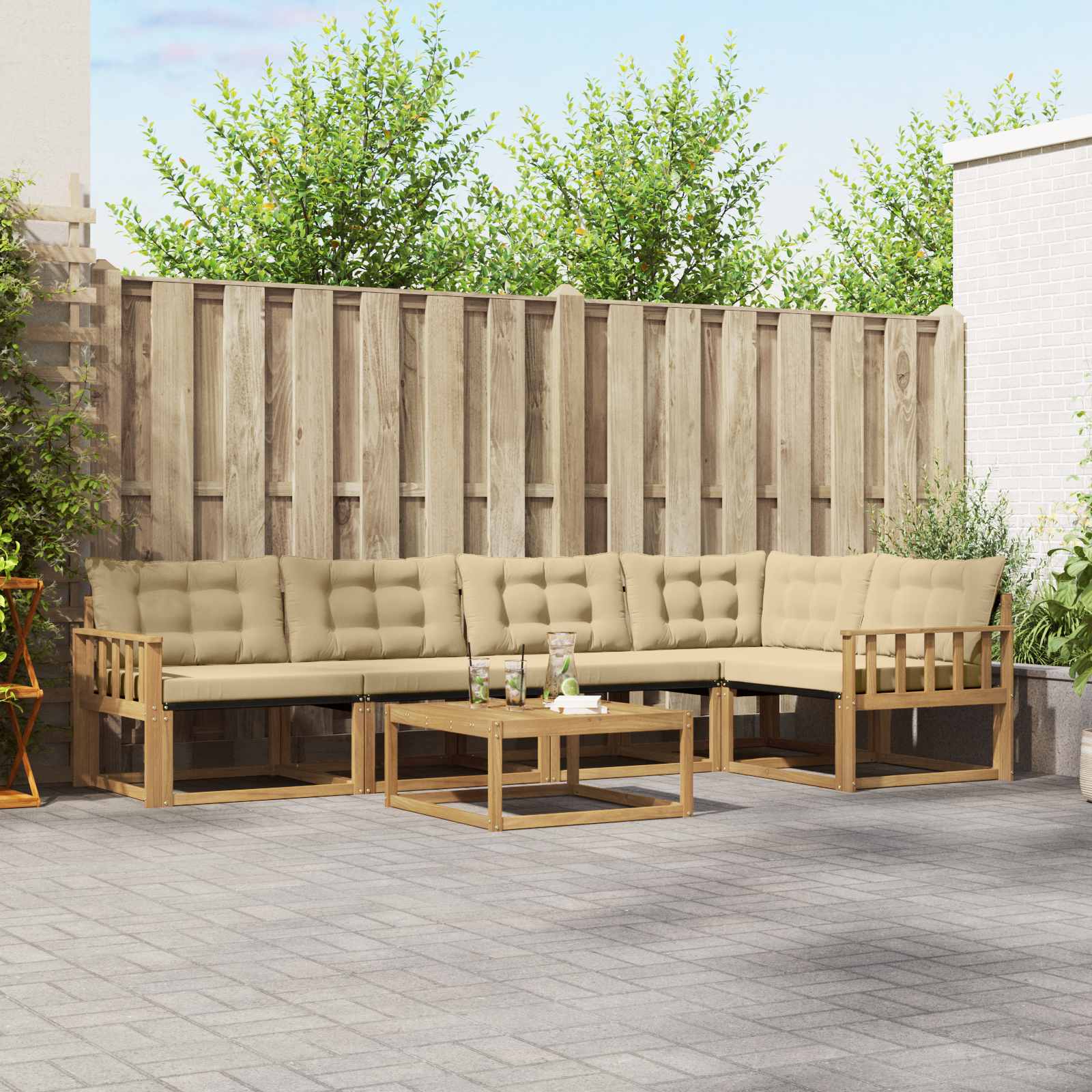 Set vanjskih sofa 6 pcs Bijela i bež 79 x 79 x 37 cm
