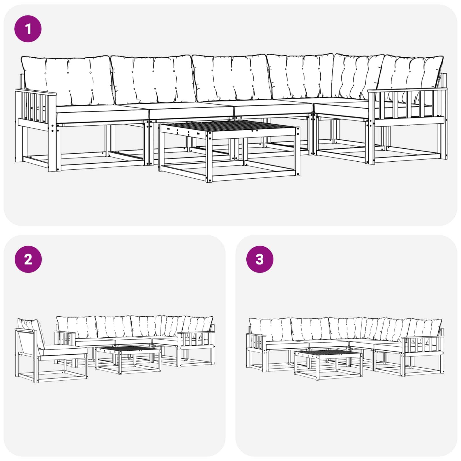 Set vanjskih sofa 6 pcs Bijela i bež 79 x 79 x 37 cm