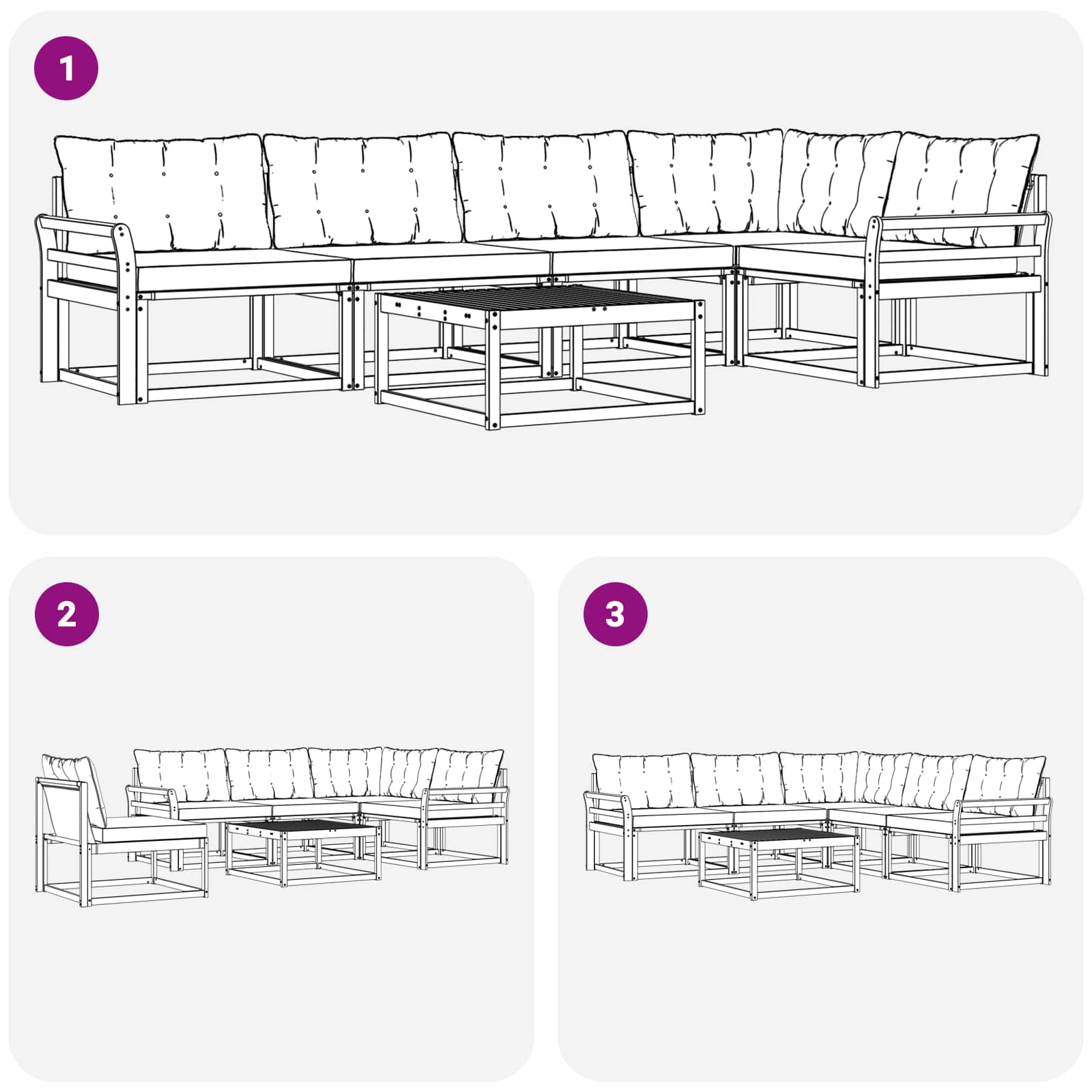 Set vanjskih sofa 6 pcs Bijela i svjetlosiva 79 x 79 x 37 cm