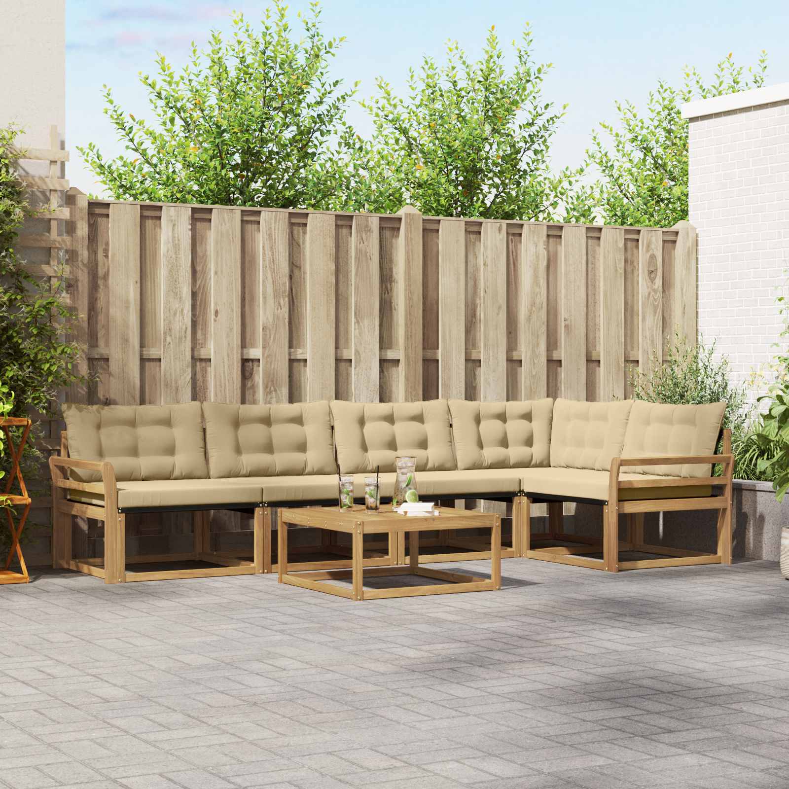 Set vanjskih sofa 6 pcs Bijela i bež 79 x 79 x 37 cm