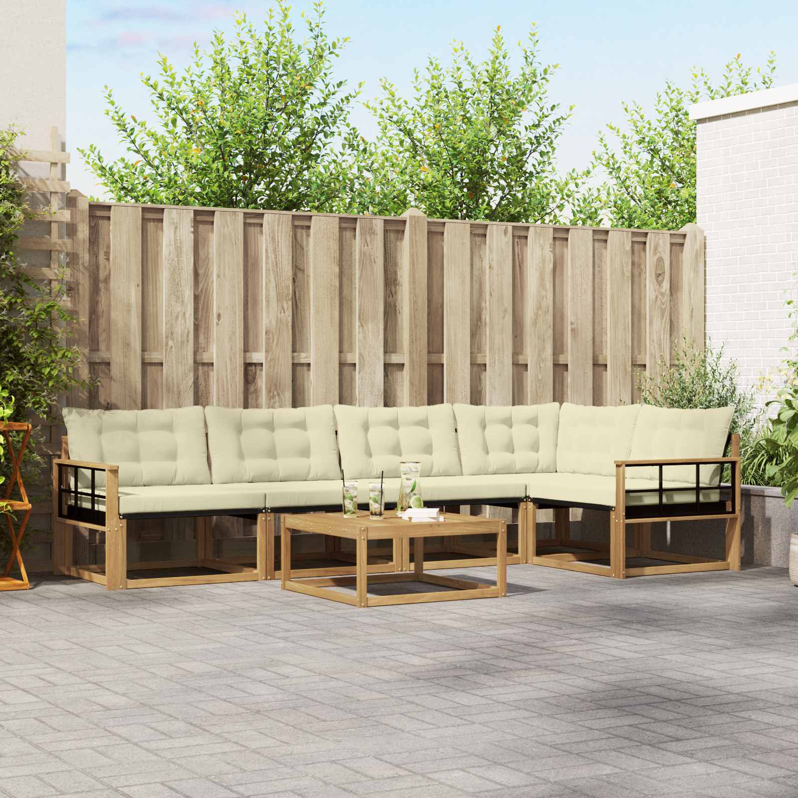 Set vanjskih sofa 6 pcs Bijela i krem 79 x 79 x 37 cm