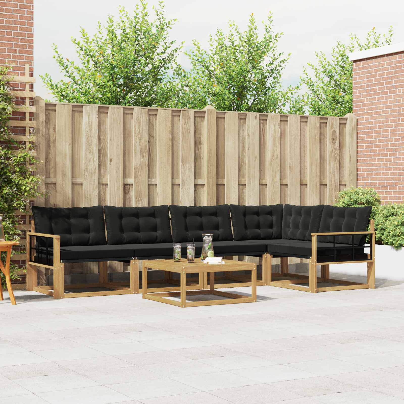 Set vanjskih sofa 6 pcs Bijela i crna 79 x 79 x 37 cm