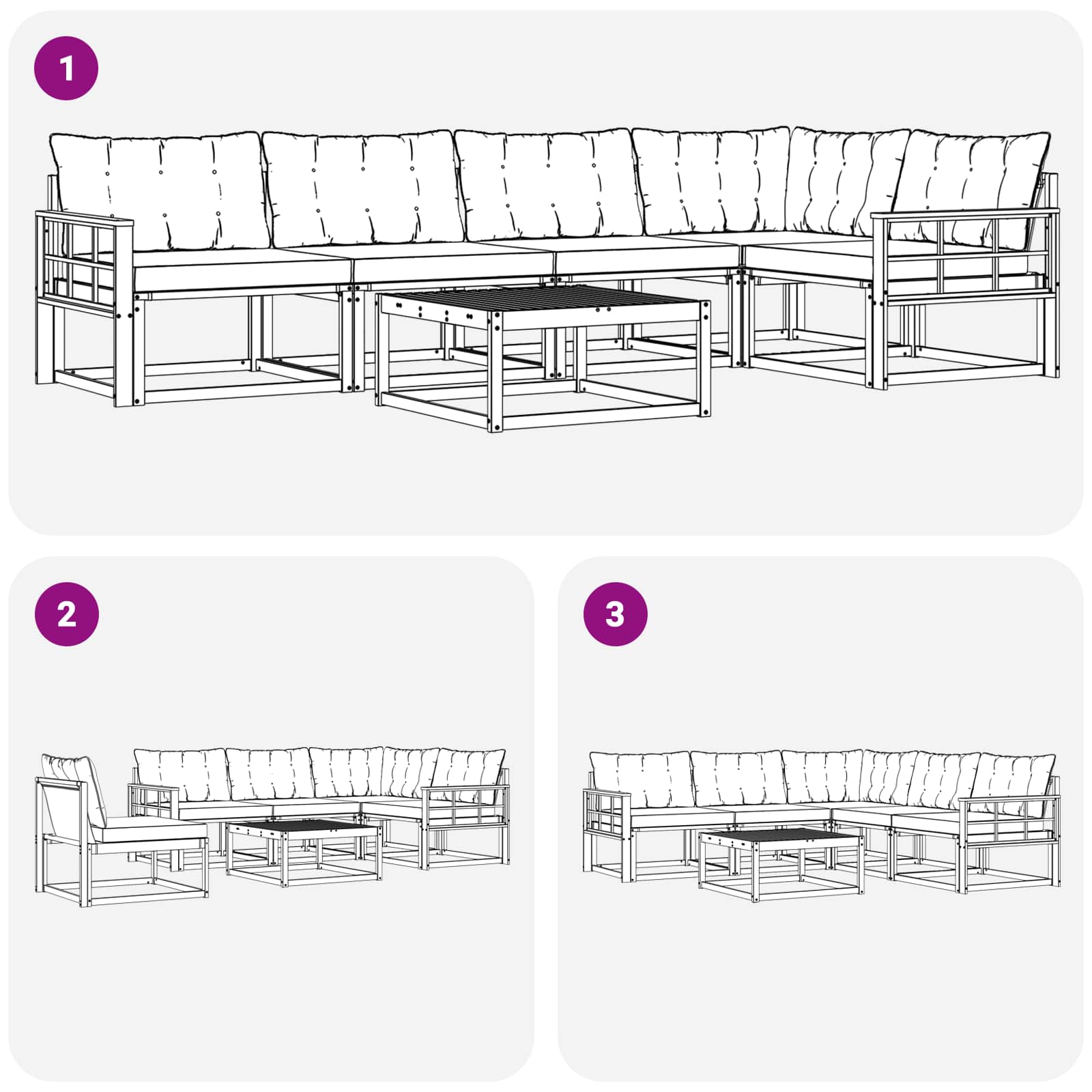Set vanjskih sofa 6 pcs Bijela i bež 79 x 79 x 37 cm