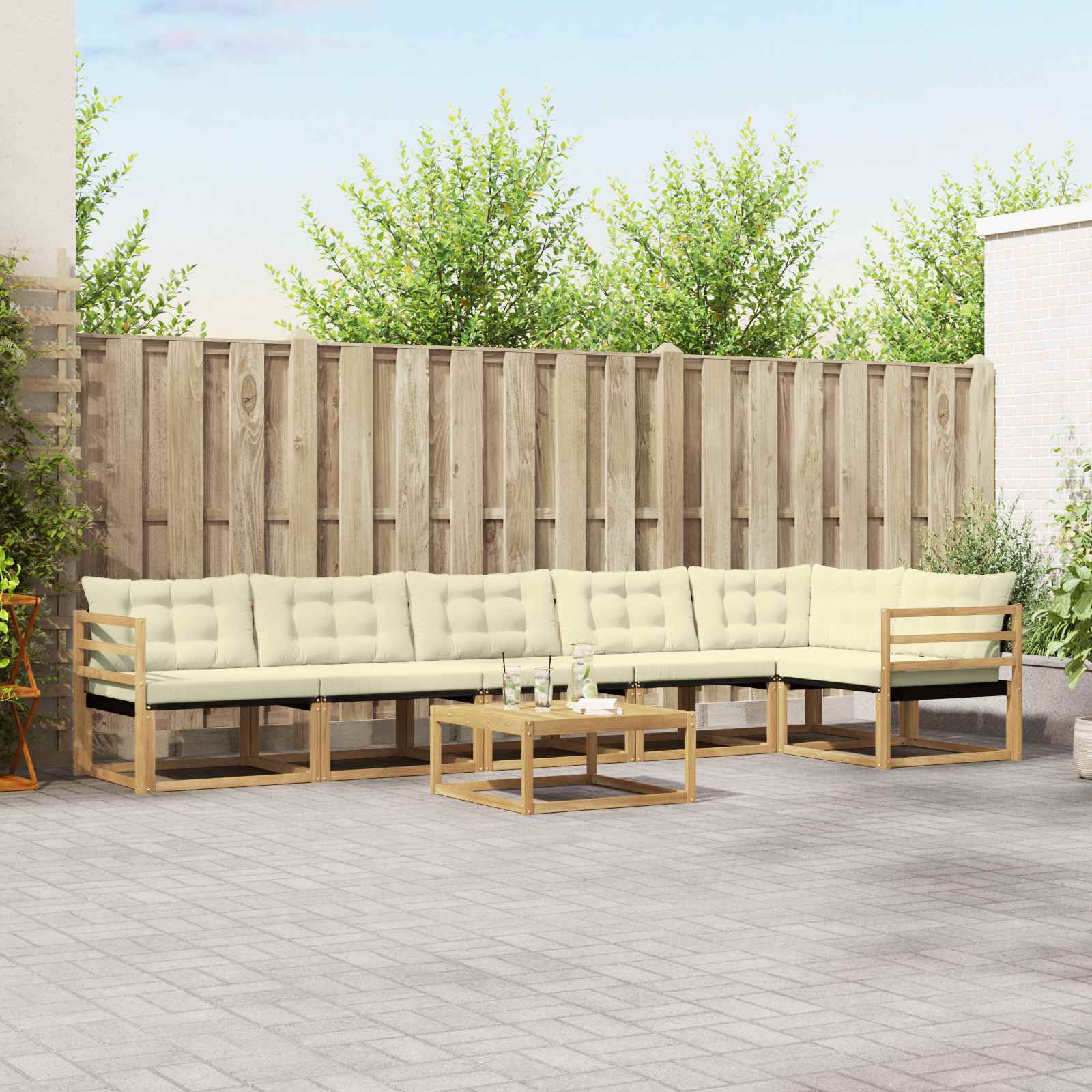 Set vanjskih sofa 7 pcs Bijela i krem 79 x 79 x 37 cm