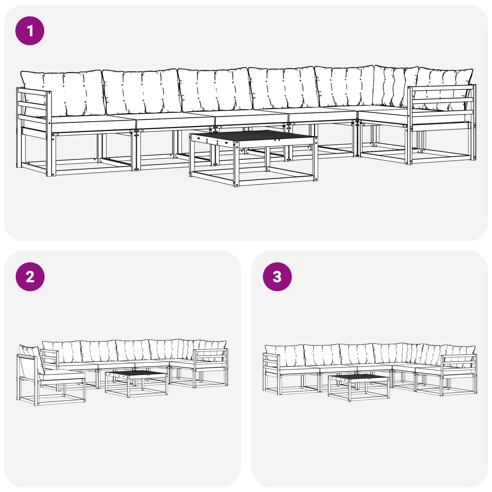 Set vanjskih sofa 7 pcs Bijela i krem 79 x 79 x 37 cm