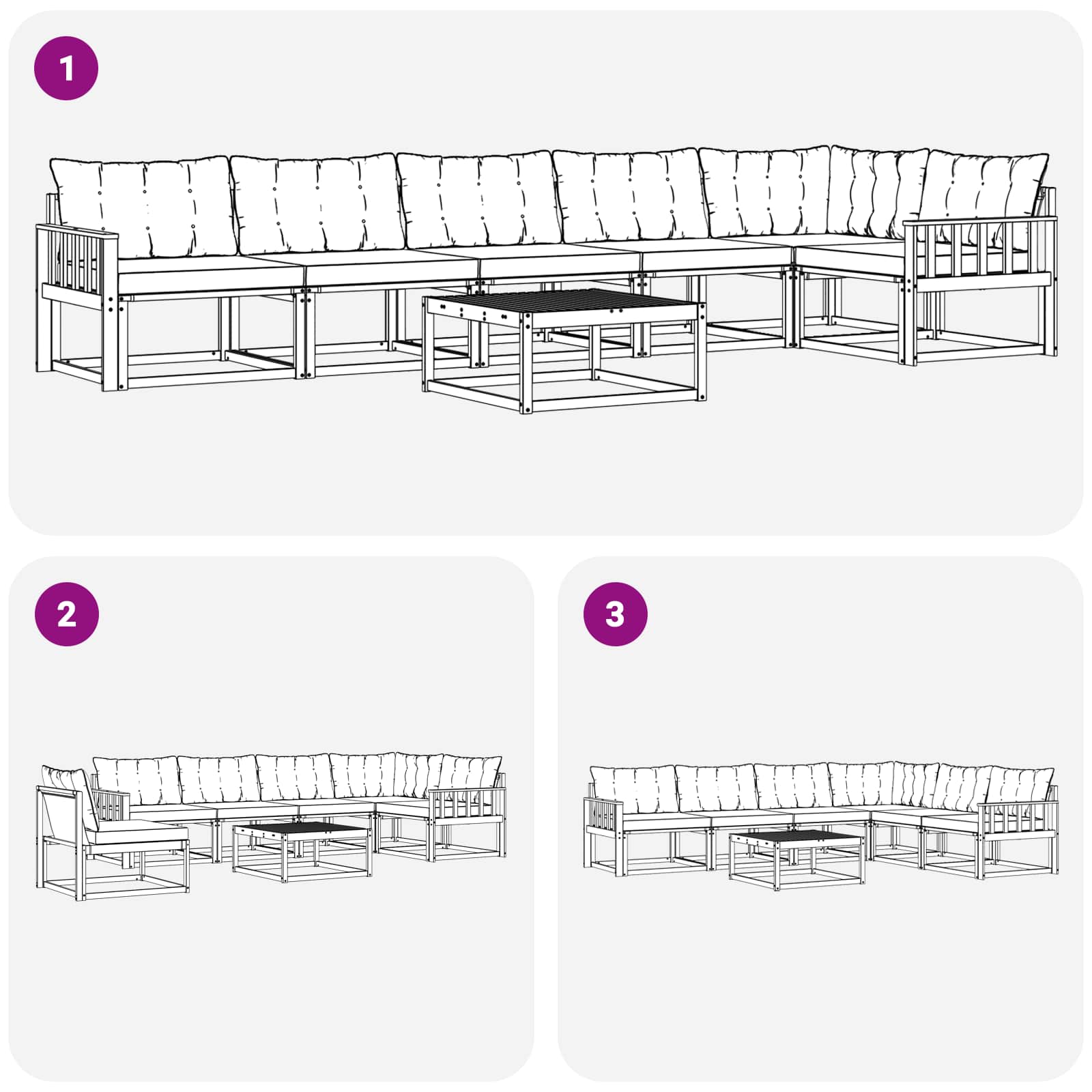 Set vanjskih sofa 7 pcs Bijela i svjetlosiva 79 x 79 x 37 cm