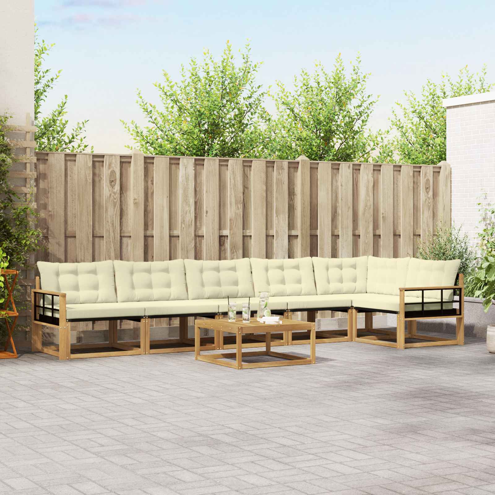 Set vanjskih sofa 7 pcs Bijela i krem 79 x 79 x 37 cm