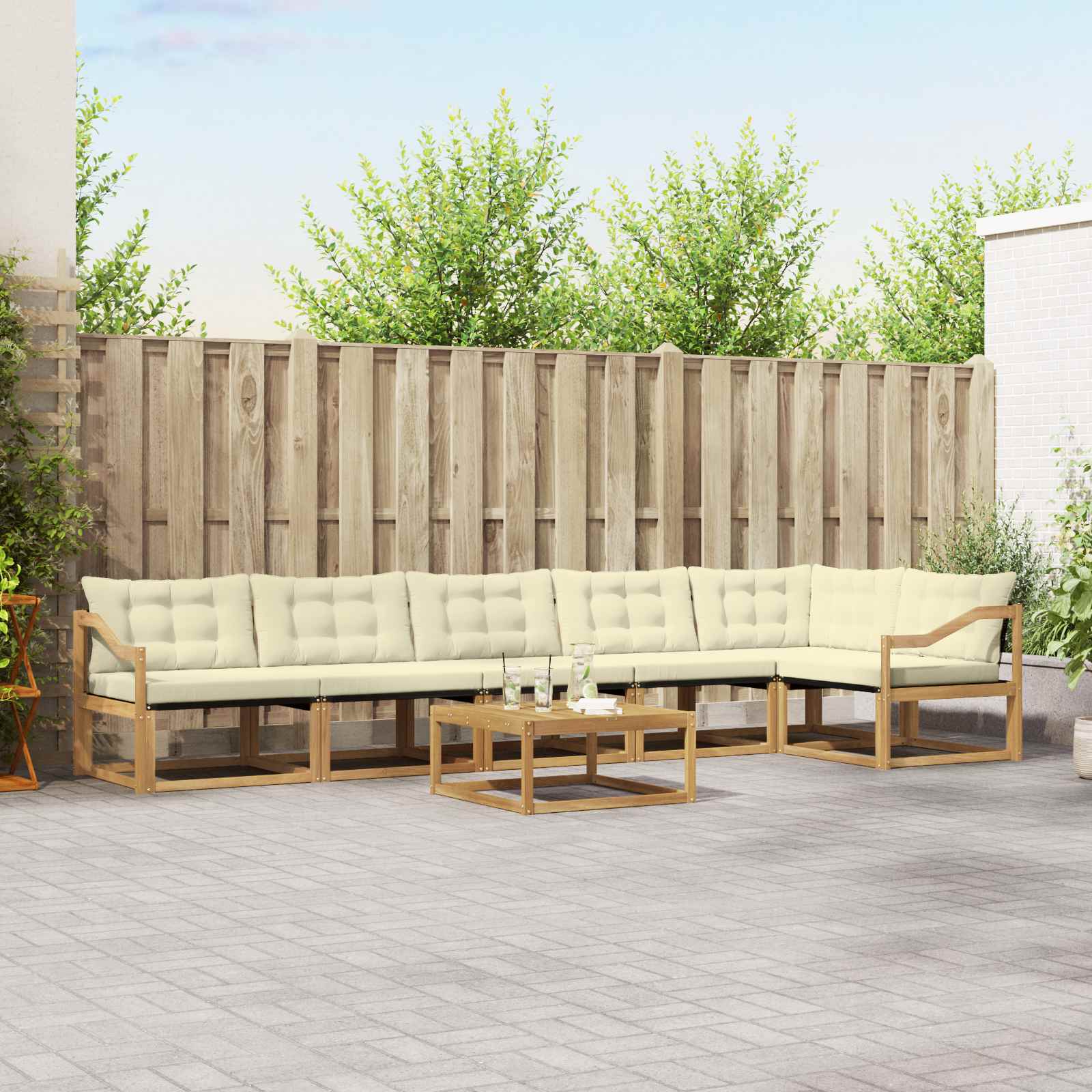 Set vanjskih sofa 7 pcs Bijela i krem 79 x 79 x 37 cm