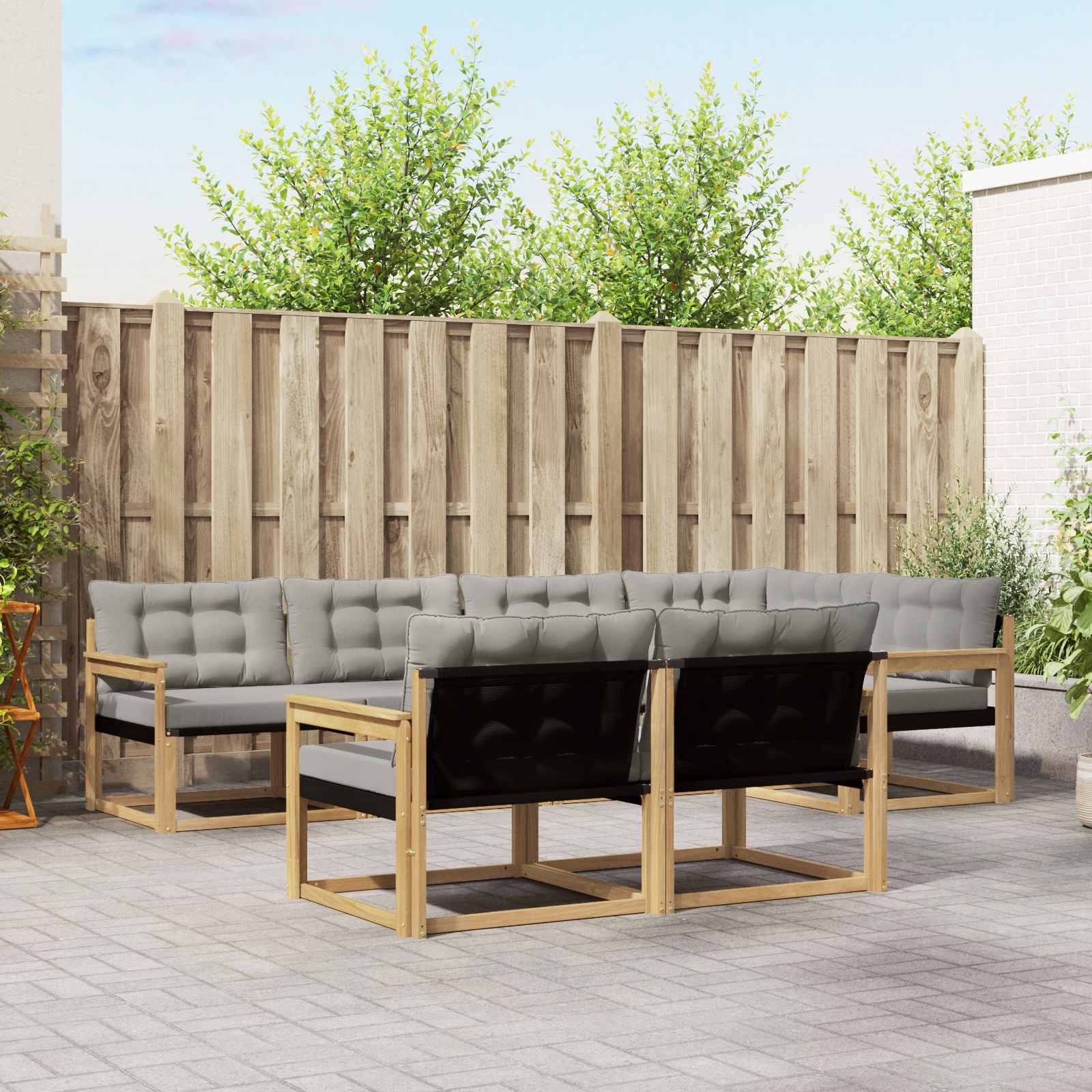 Set vanjskih sofa s jastukom 7 pcs Bijela i svjetlosiva