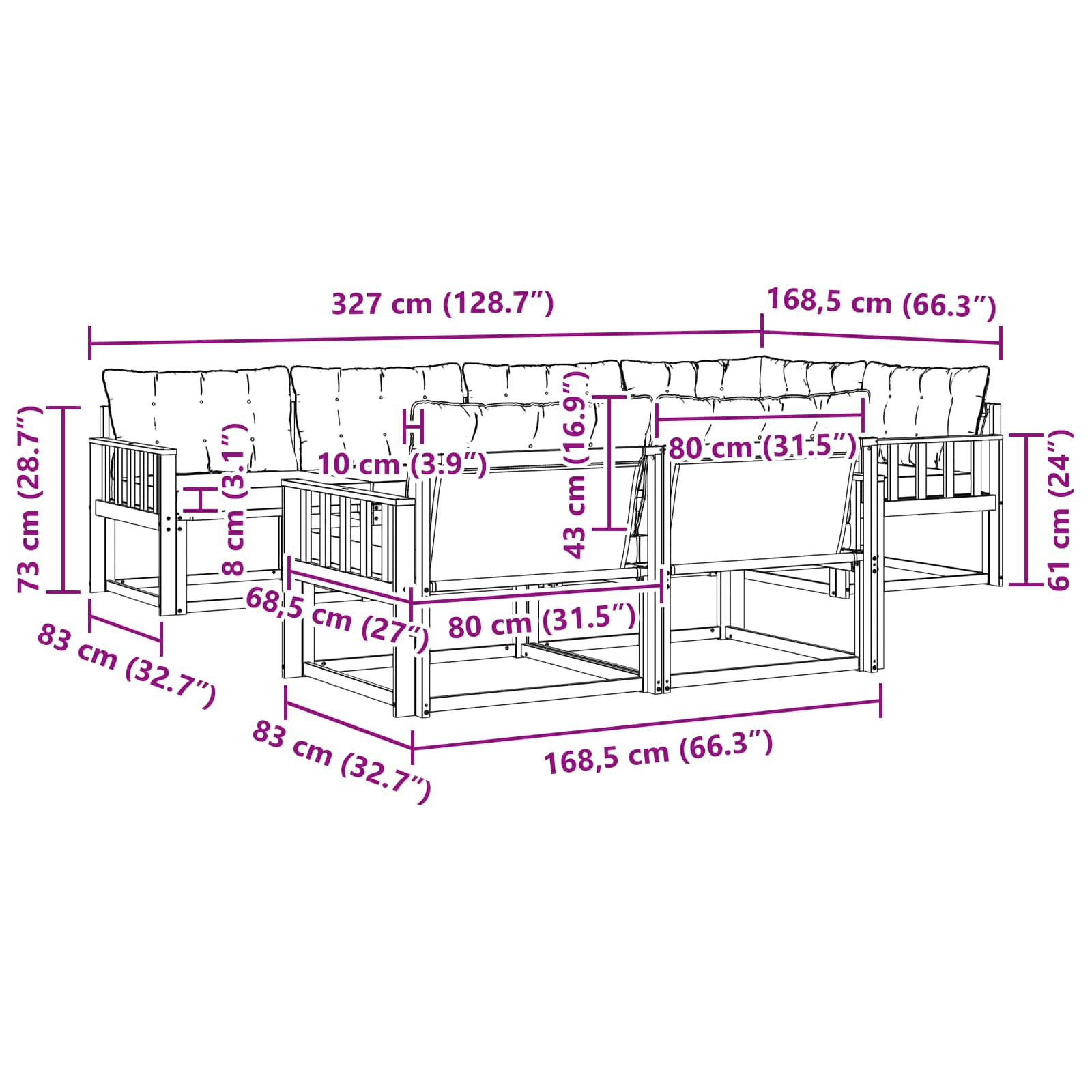 Set vanjskih sofa s jastukom 7 pcs Bijela i svjetlosiva
