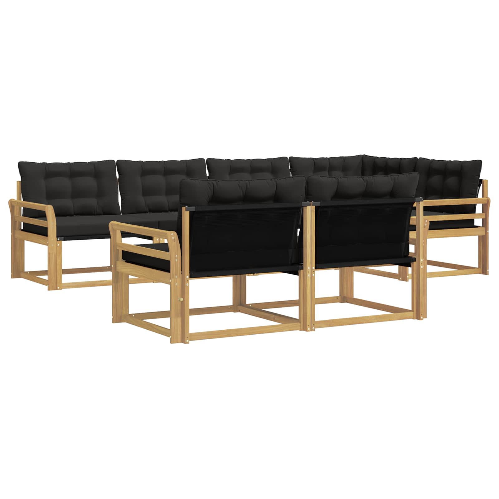Set vanjskih sofa s jastukom 7 pcs Bijela i crna