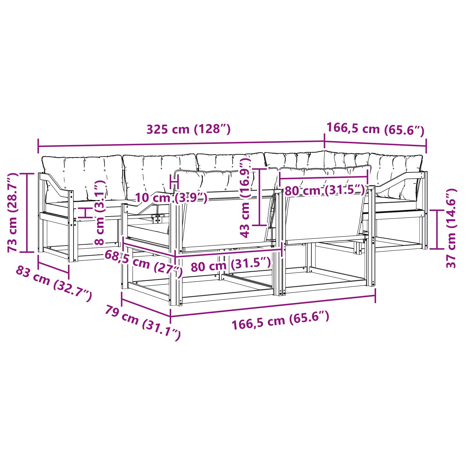 Set vanjskih sofa s jastukom 7 pcs Bijela i svjetlosiva