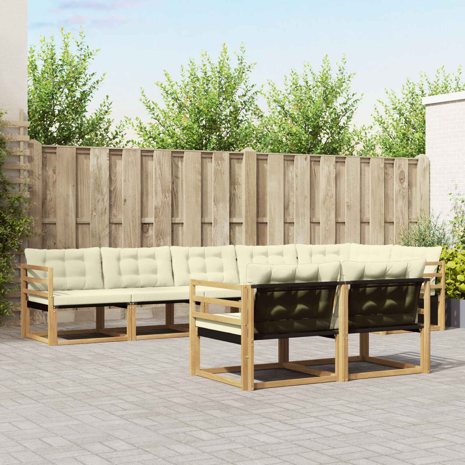 Set vanjskih sofa s jastukom 8 pcs Bijela i krem