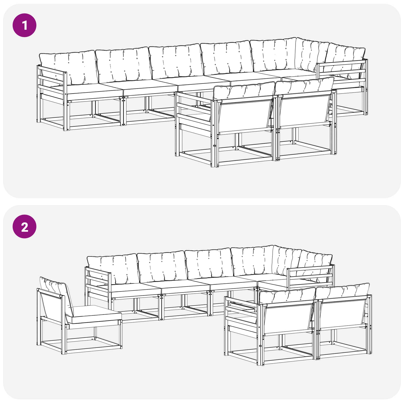 Set vanjskih sofa s jastukom 8 pcs Bijela i svjetlosiva