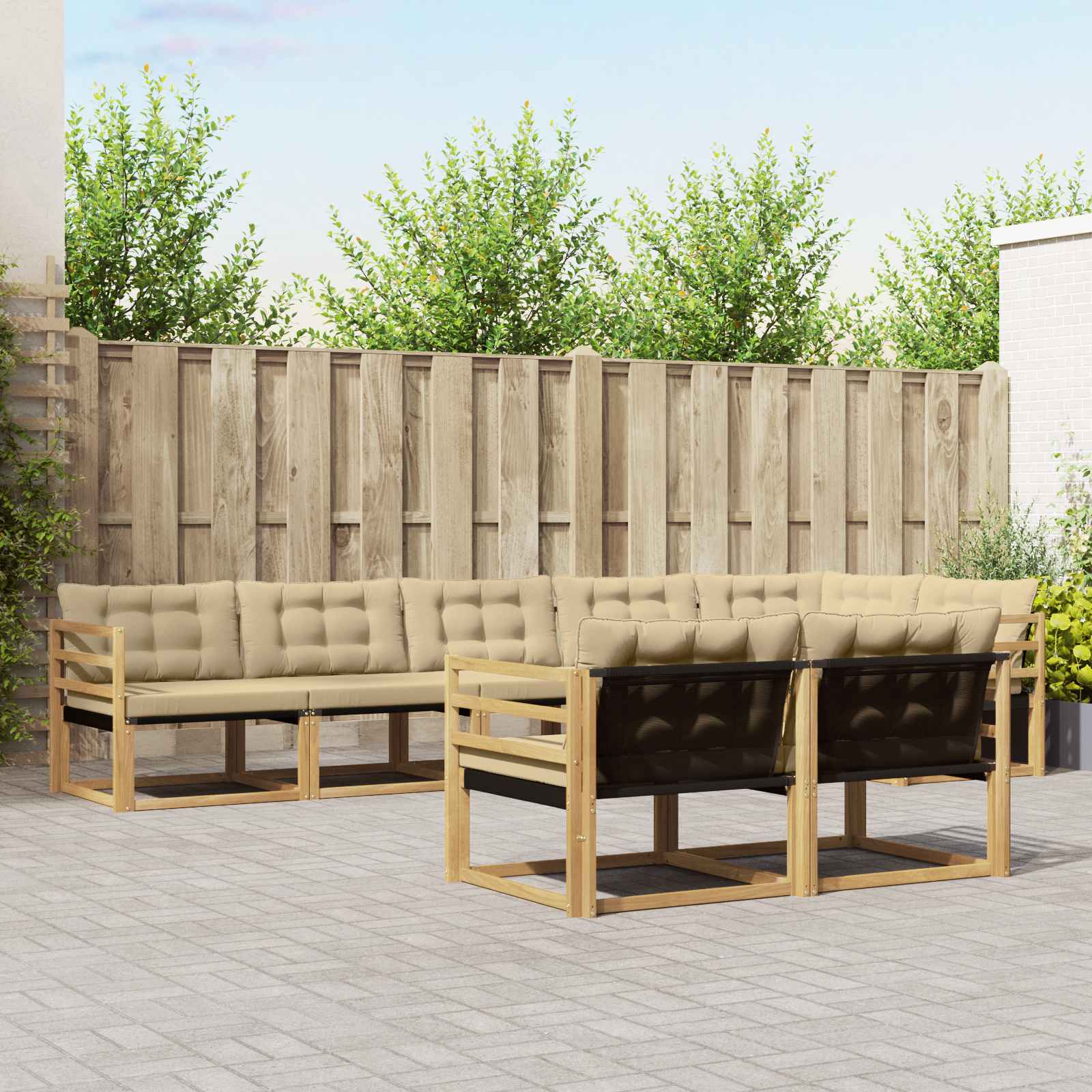 Set vanjskih sofa s jastukom 8 pcs Bijela i bež