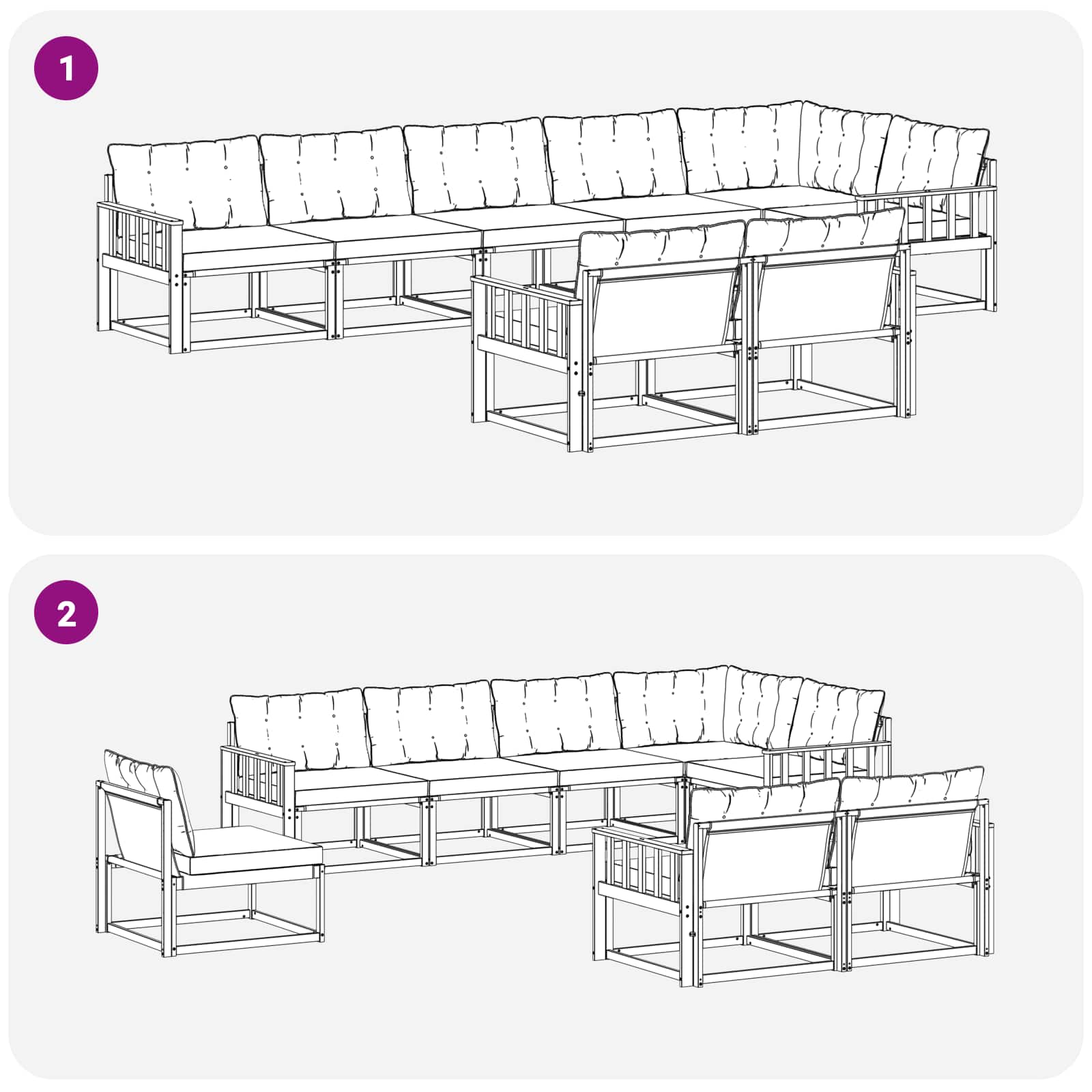 Set vanjskih sofa s jastukom 8 pcs Bijela i krem