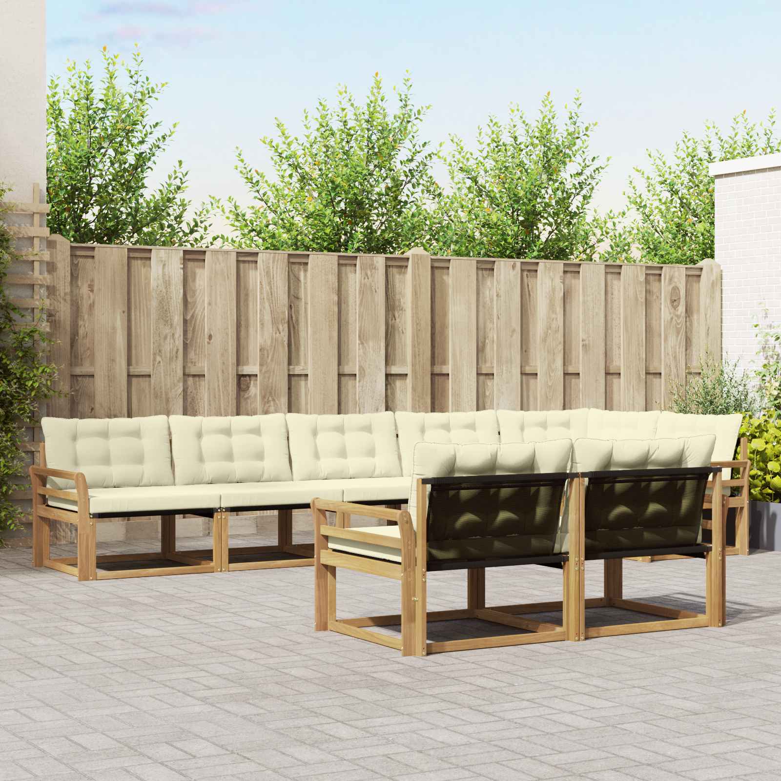 Set vanjskih sofa s jastukom 8 pcs Bijela i krem