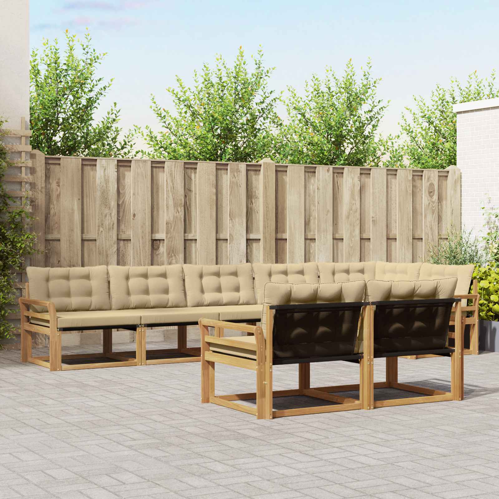 Set vanjskih sofa s jastukom 8 pcs Bijela i bež