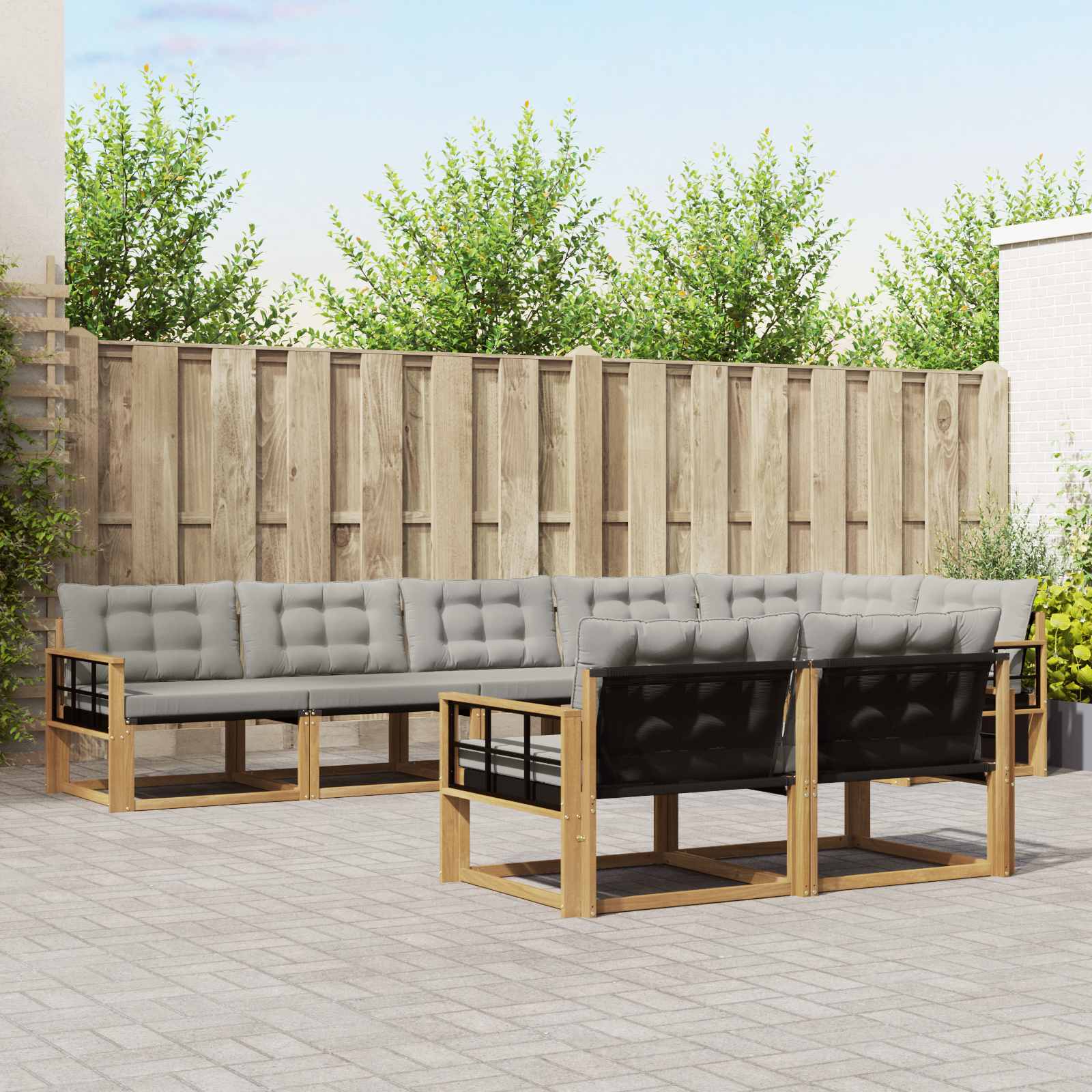 Set vanjskih sofa s jastukom 8 pcs Bijela i svjetlosiva
