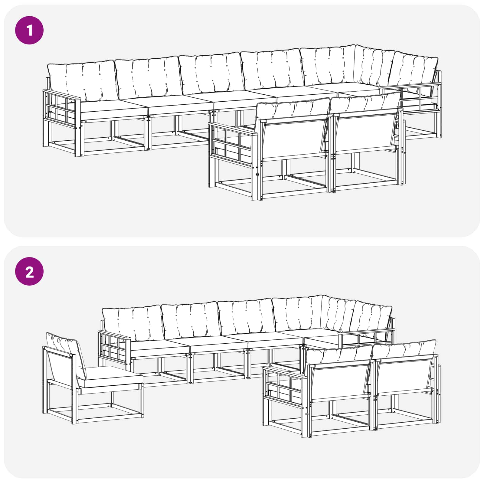 Set vanjskih sofa s jastukom 8 pcs Bijela i bež