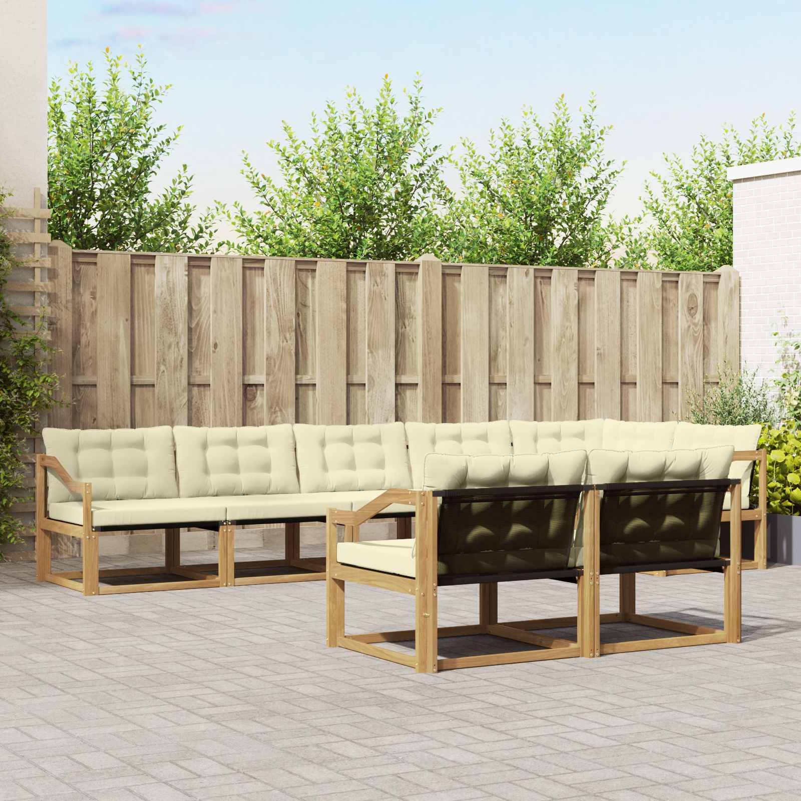 Set vanjskih sofa s jastukom 8 pcs Bijela i krem