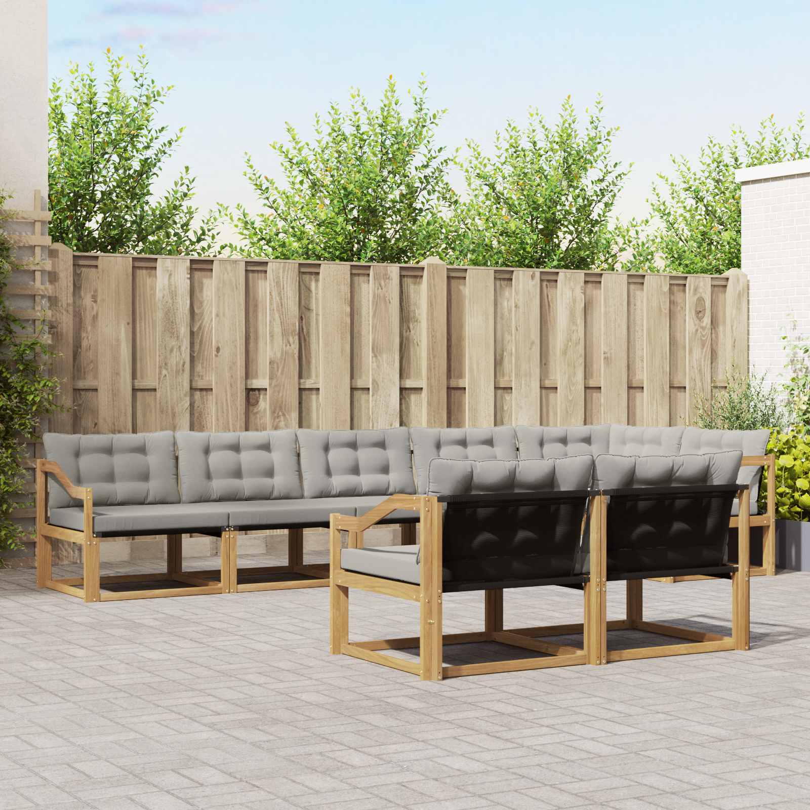 Set vanjskih sofa s jastukom 8 pcs Bijela i svjetlosiva