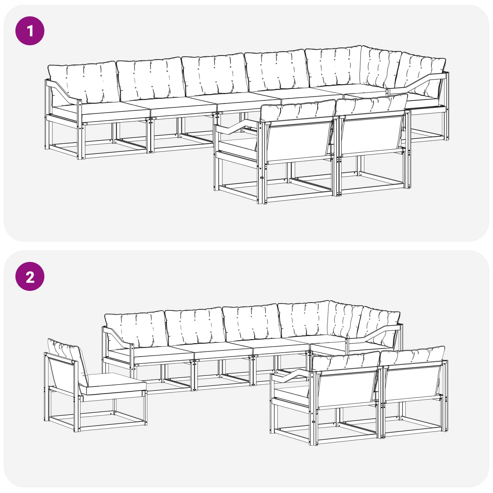 Set vanjskih sofa s jastukom 8 pcs Bijela i svjetlosiva