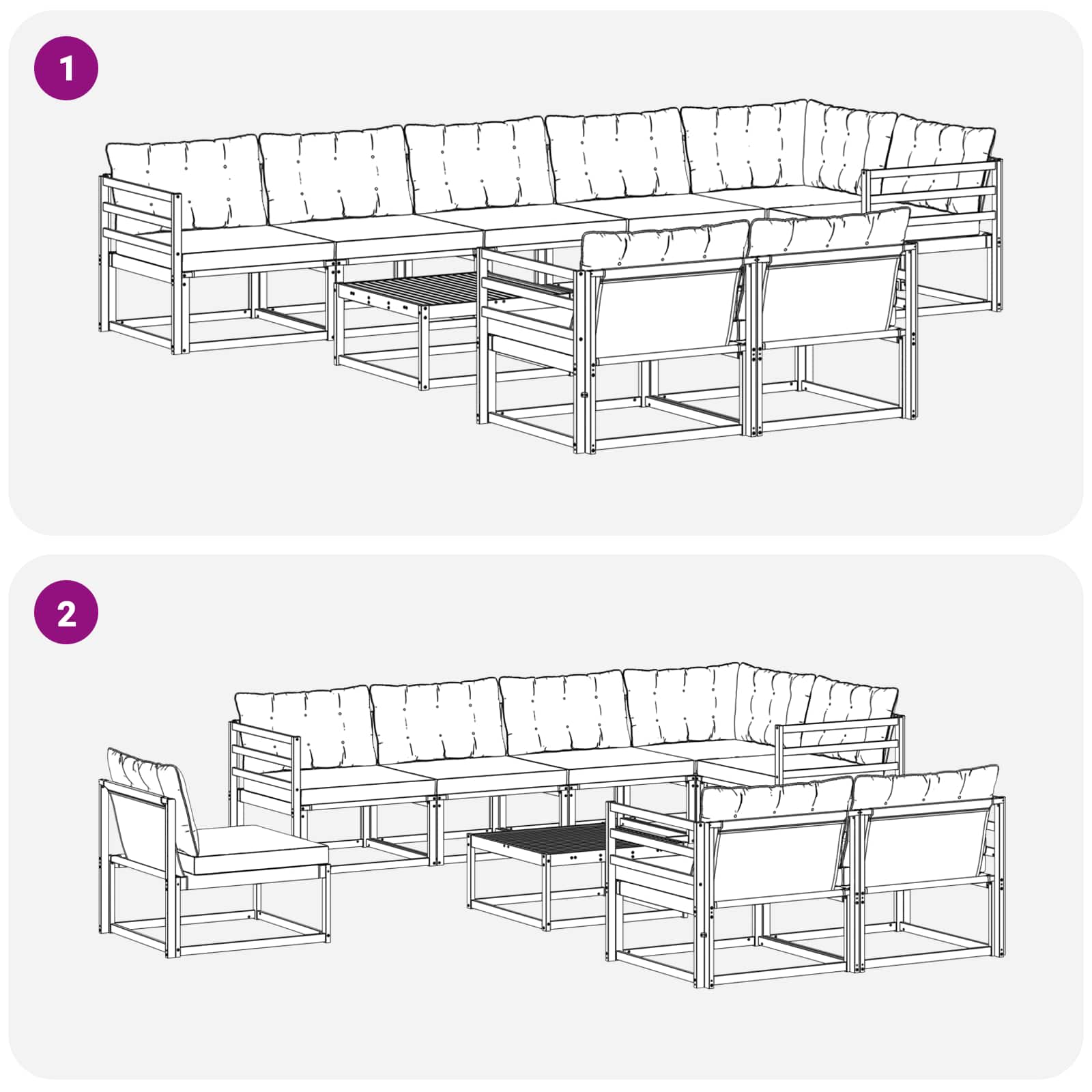 Set vanjskih sofa 9 pcs Bijela i krem 79 x 79 x 37 cm