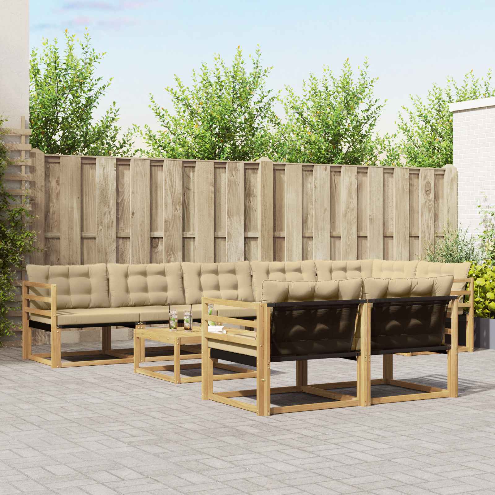 Set vanjskih sofa 9 pcs Bijela i bež 79 x 79 x 37 cm