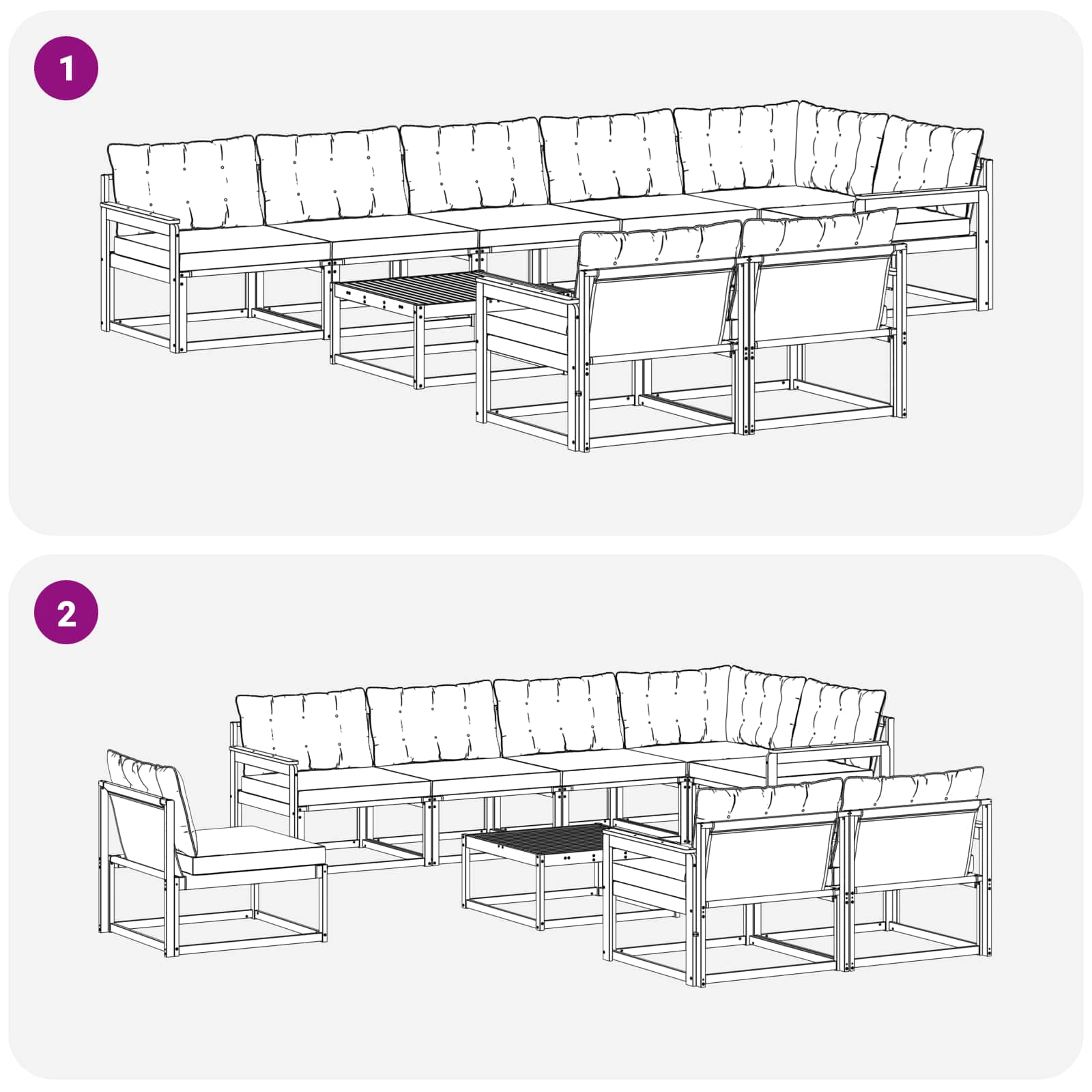 Set vanjskih sofa 9 pcs Bijela i crna 79 x 79 x 37 cm