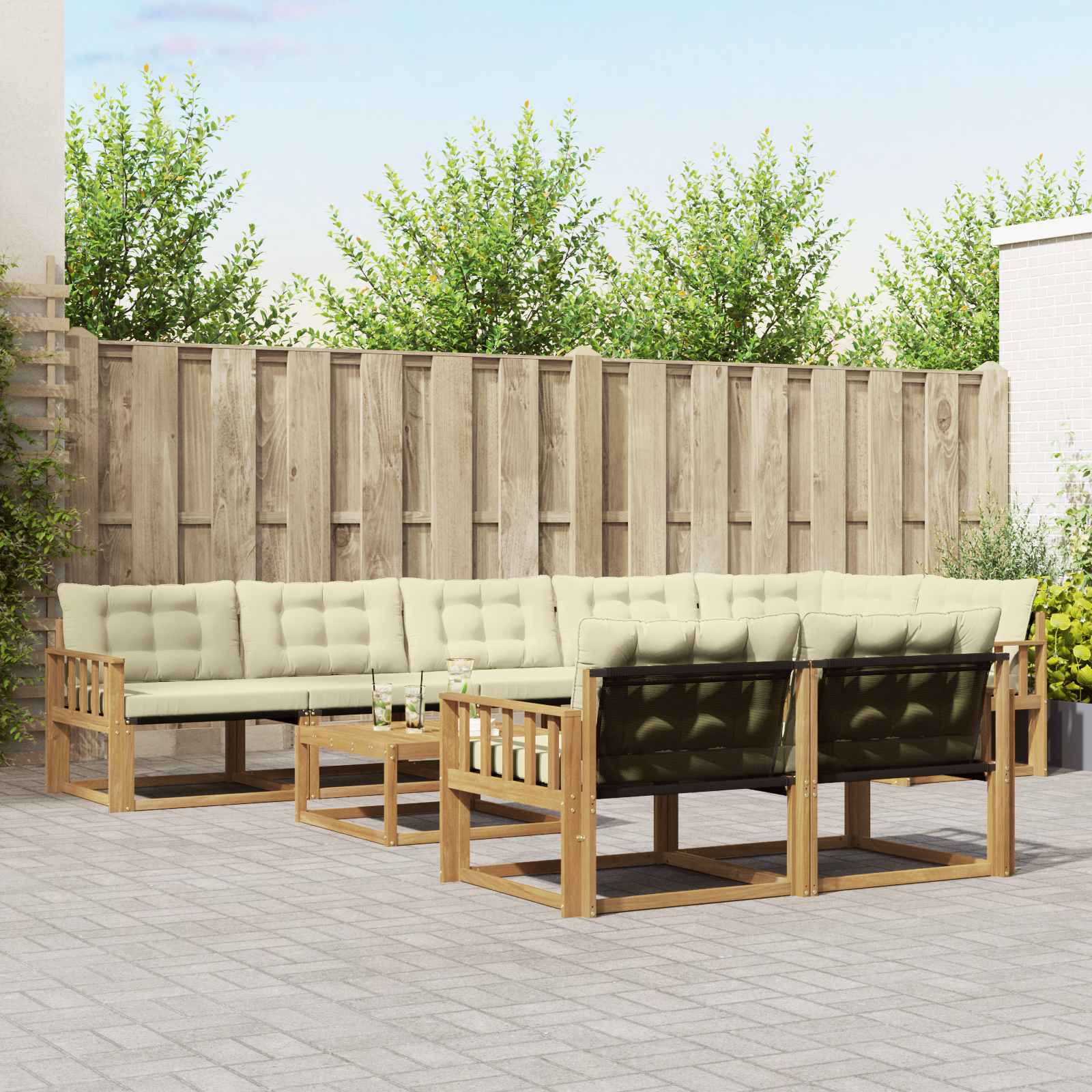 Set vanjskih sofa 9 pcs Bijela i krem 79 x 79 x 37 cm