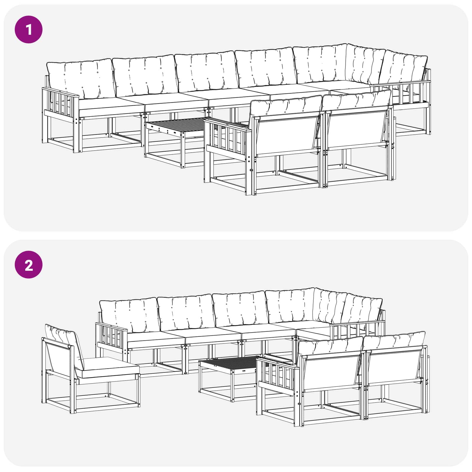 Set vanjskih sofa 9 pcs Bijela i krem 79 x 79 x 37 cm