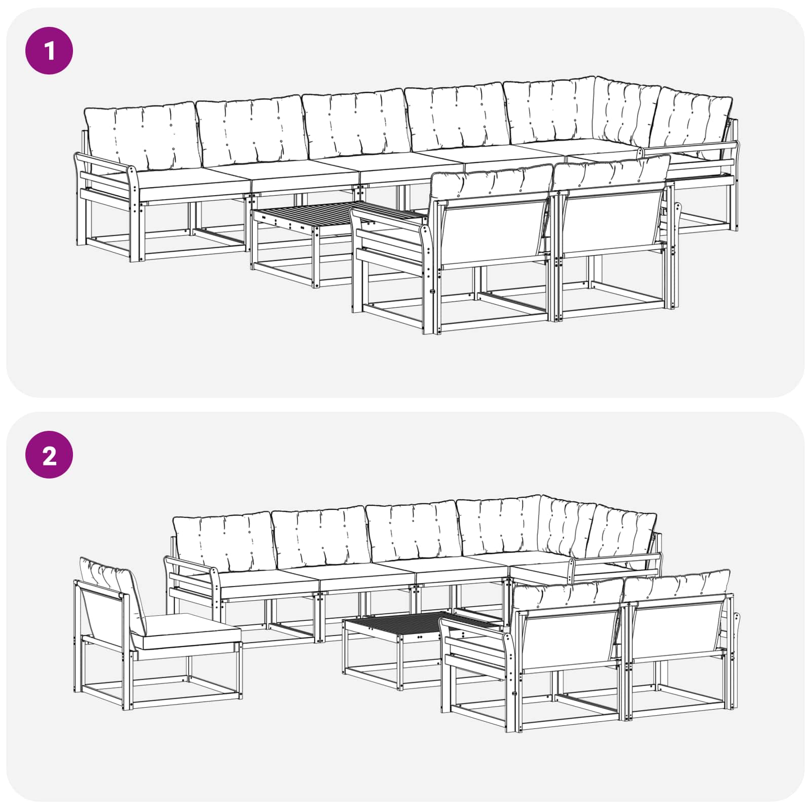 Set vanjskih sofa 9 pcs Bijela i crna 79 x 79 x 37 cm