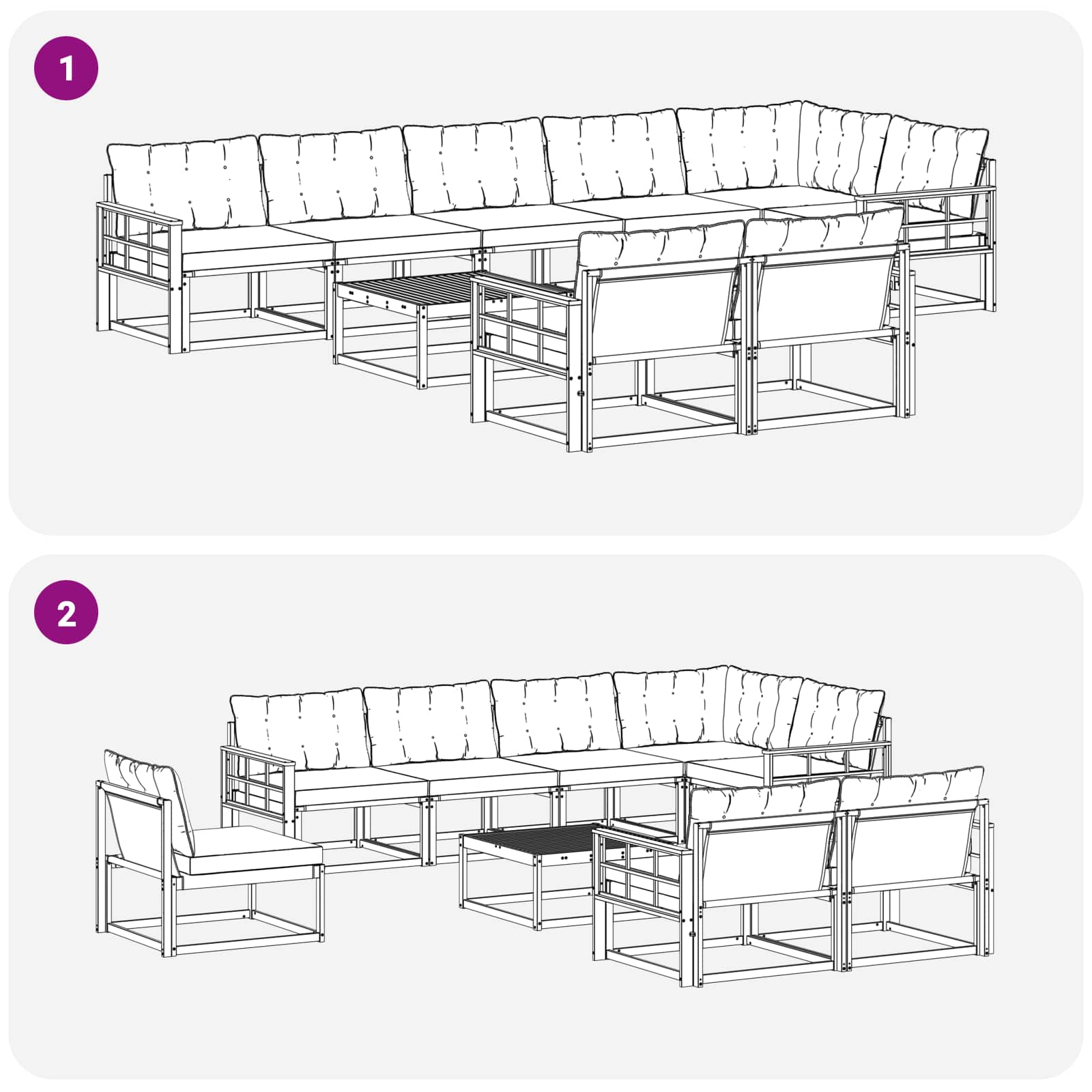 Set vanjskih sofa 9 pcs Bijela i bež 79 x 79 x 37 cm