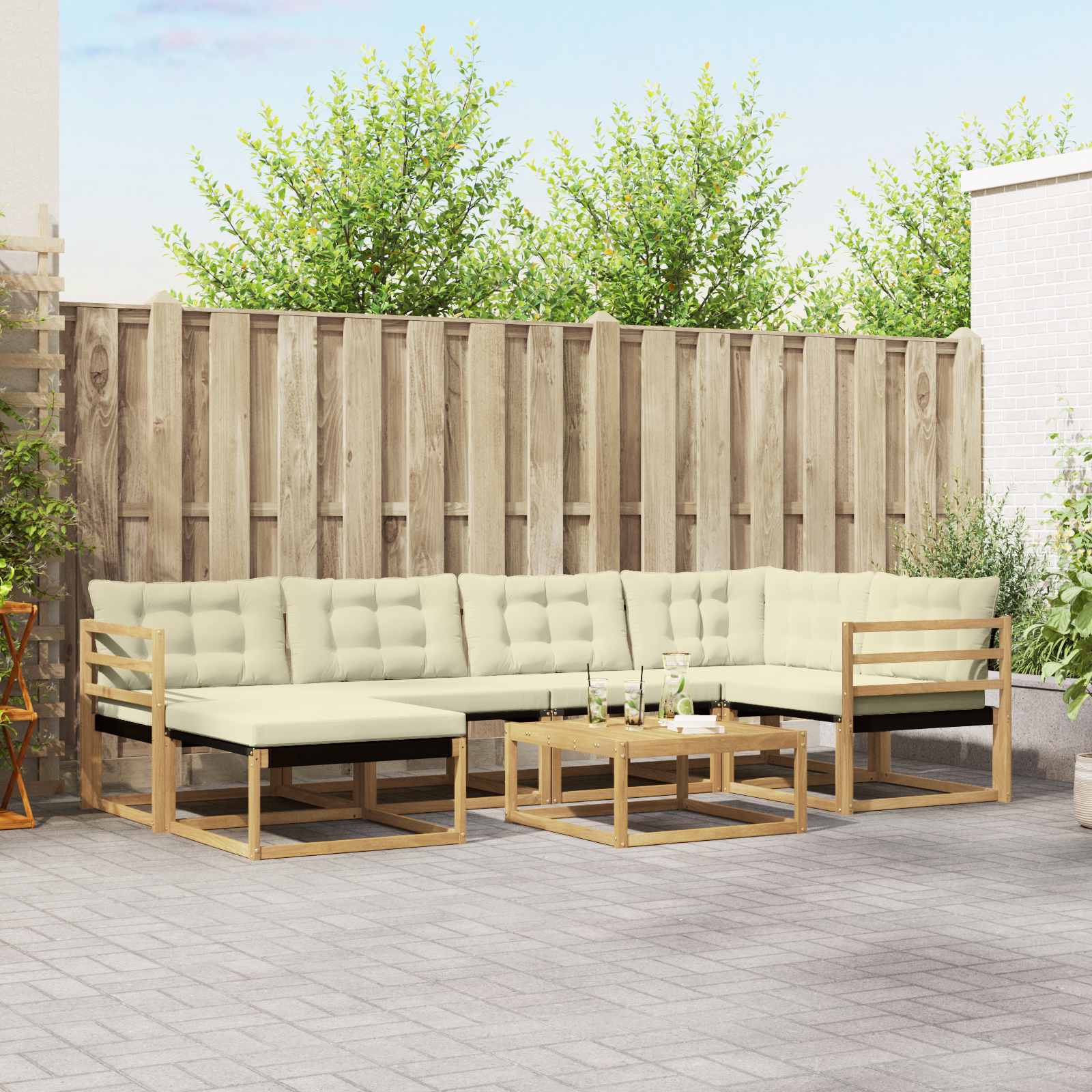 Set vanjskih sofa 7 pcs Bijela i krem 79 x 79 x 37 cm