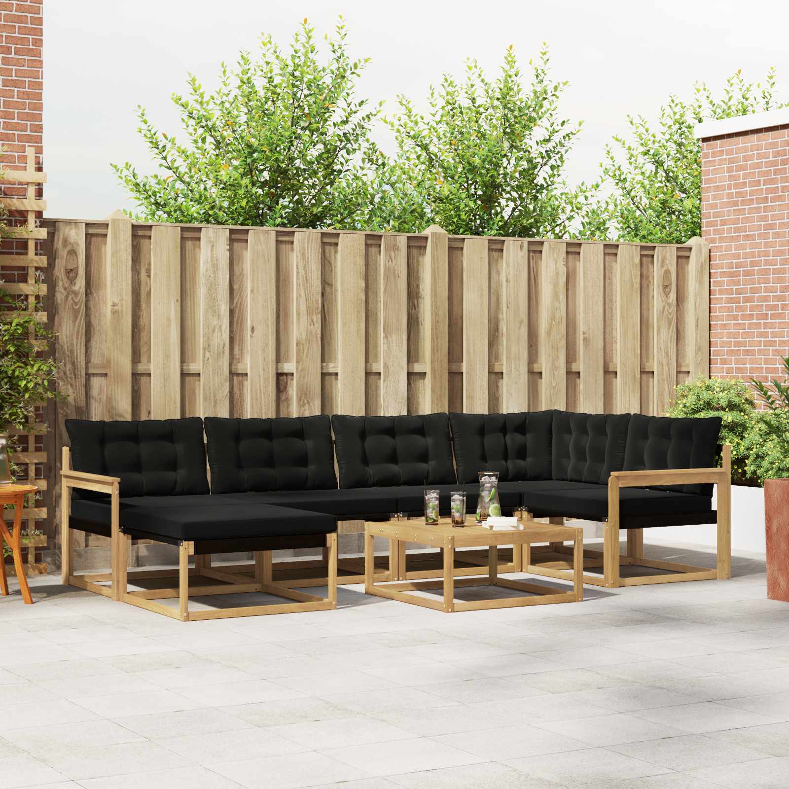 Set vanjskih sofa 7 pcs Bijela i crna 79 x 79 x 37 cm