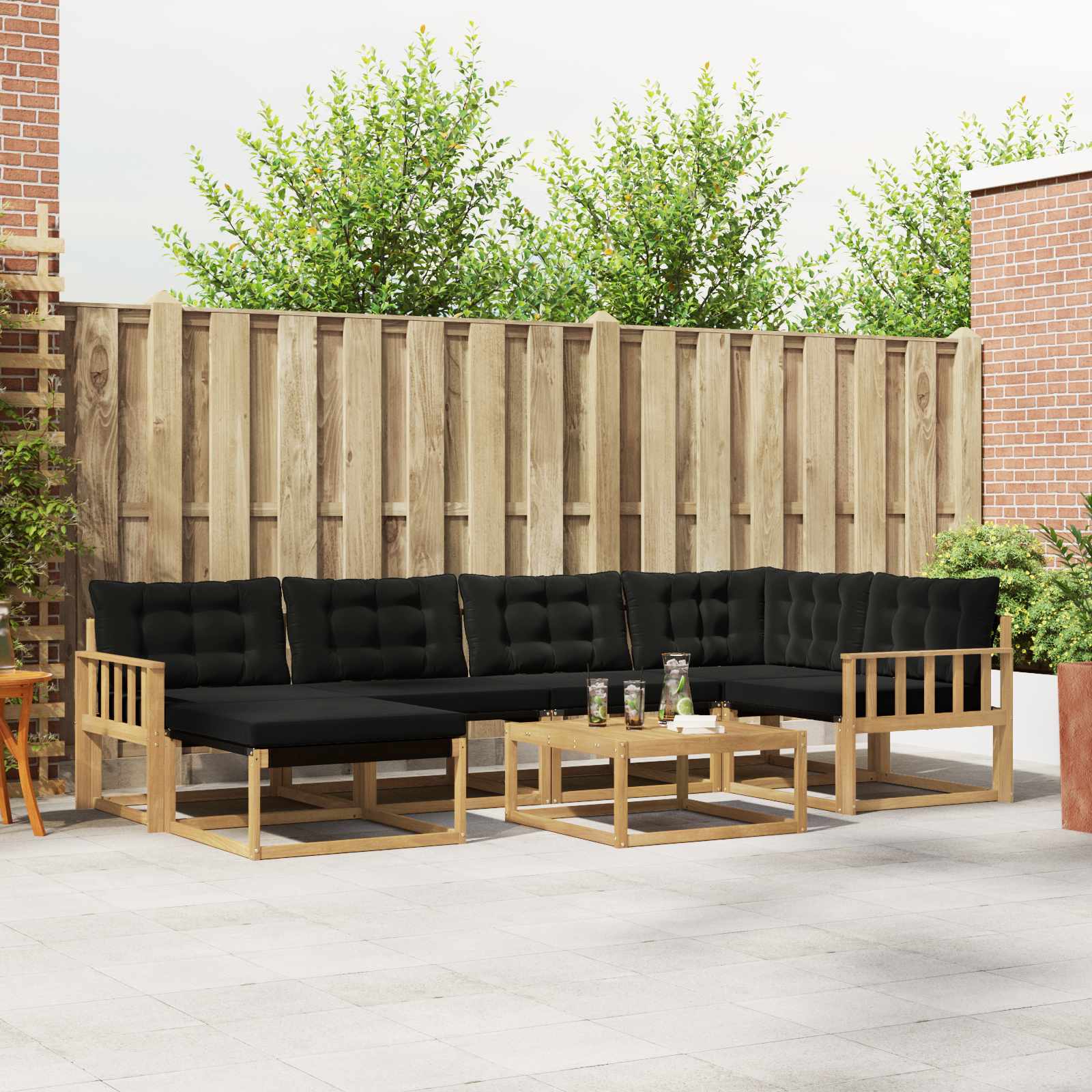 Set vanjskih sofa 7 pcs Bijela i crna 79 x 79 x 37 cm
