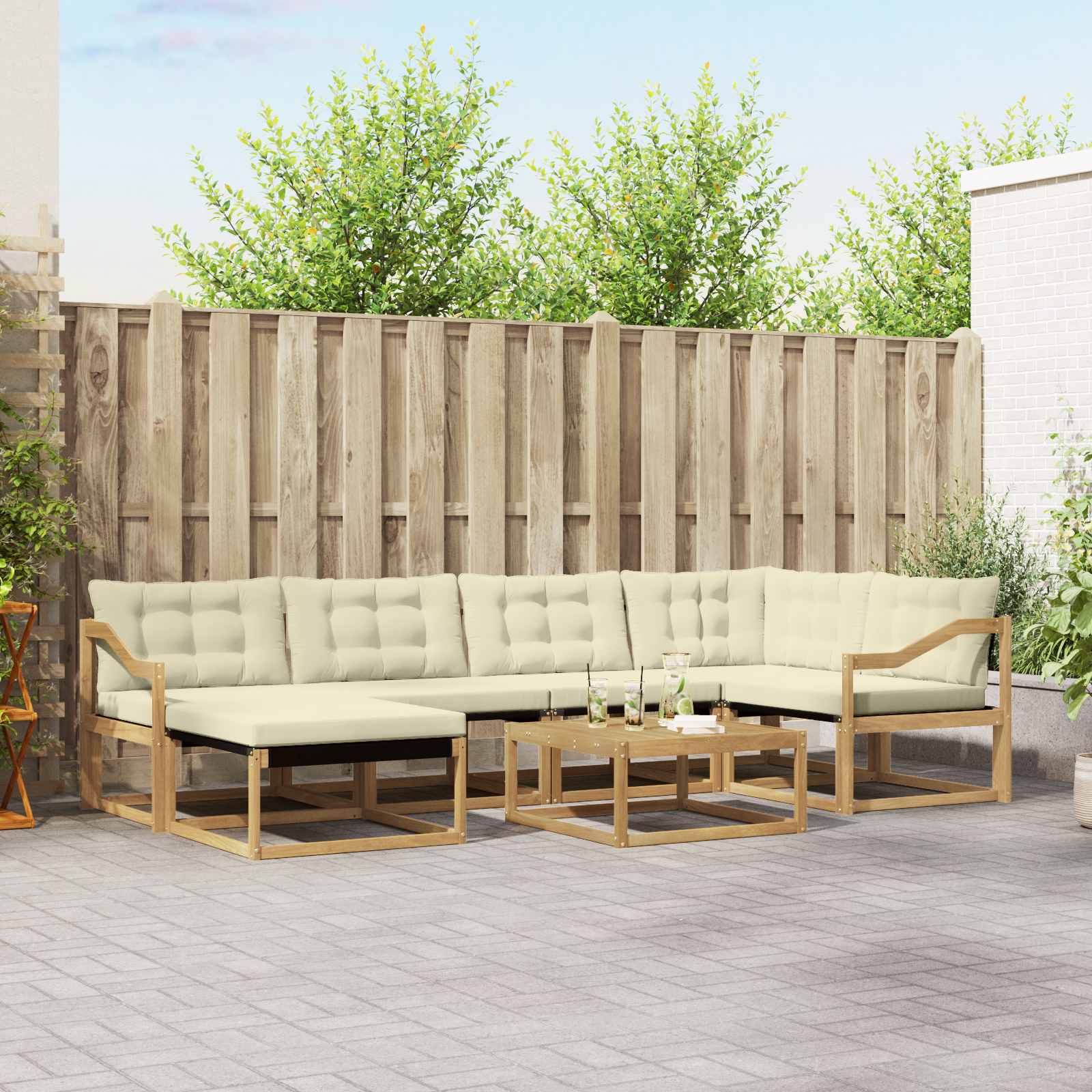 Set vanjskih sofa 7 pcs Bijela i krem 79 x 79 x 37 cm