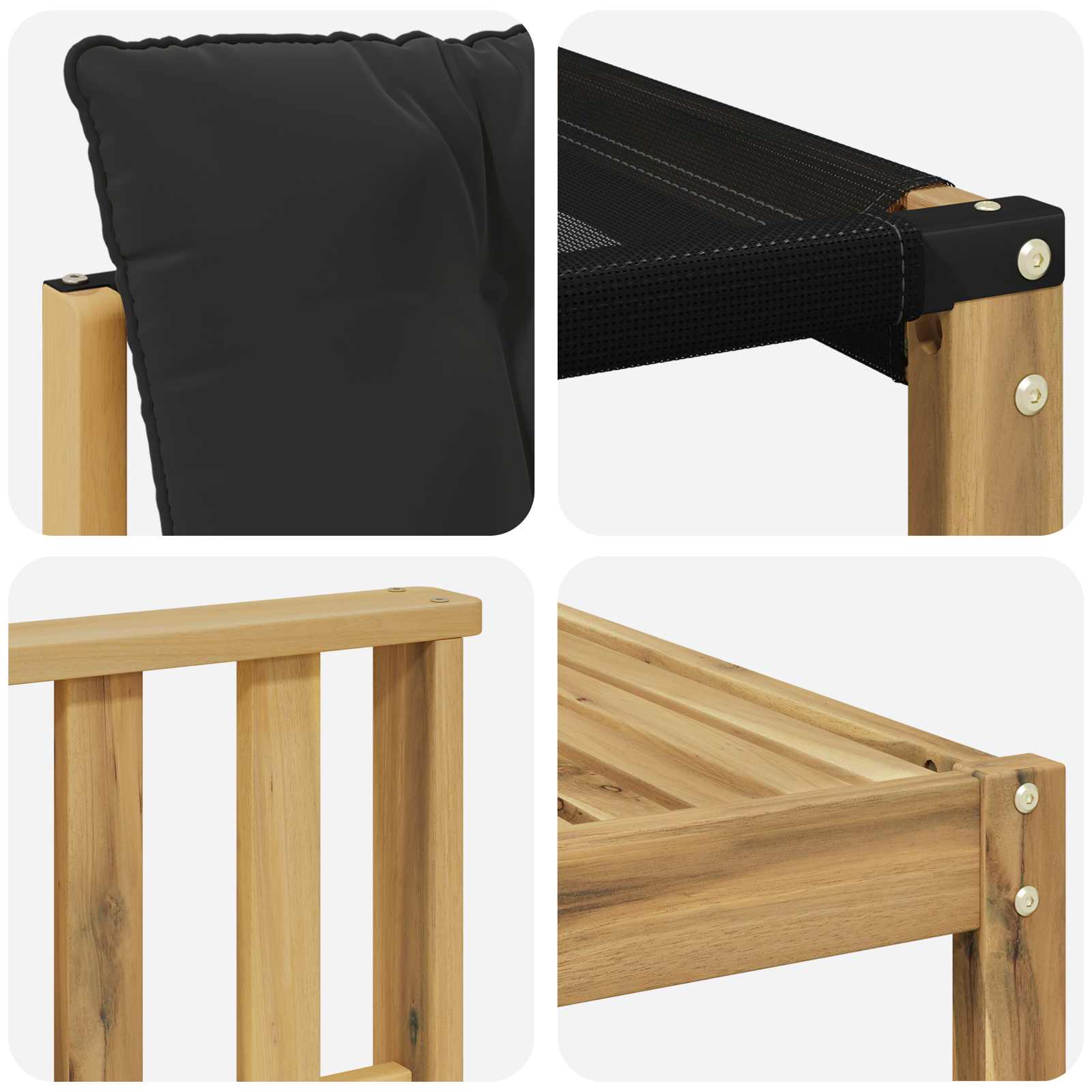 Set vanjskih sofa 8 pcs Bijela i crna Čvrsto drvo akacije