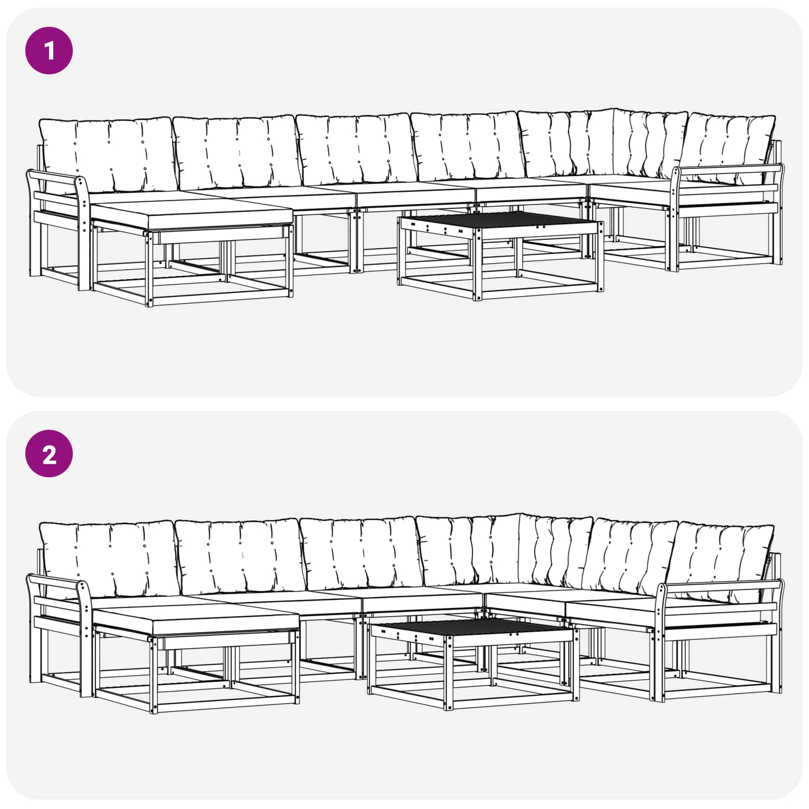 Set vanjskih sofa 8 pcs Bijela i crna 79 x 79 x 37 cm