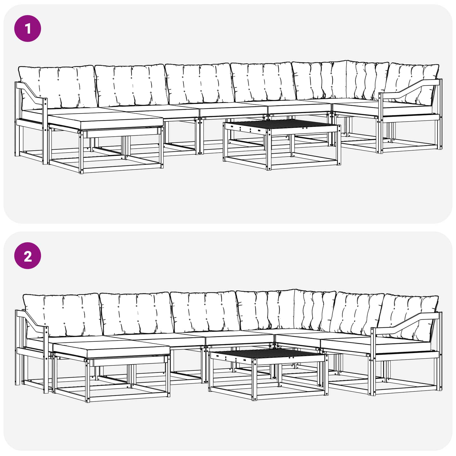 Set vanjskih sofa 8 pcs Bijela i crna 79 x 79 x 37 cm