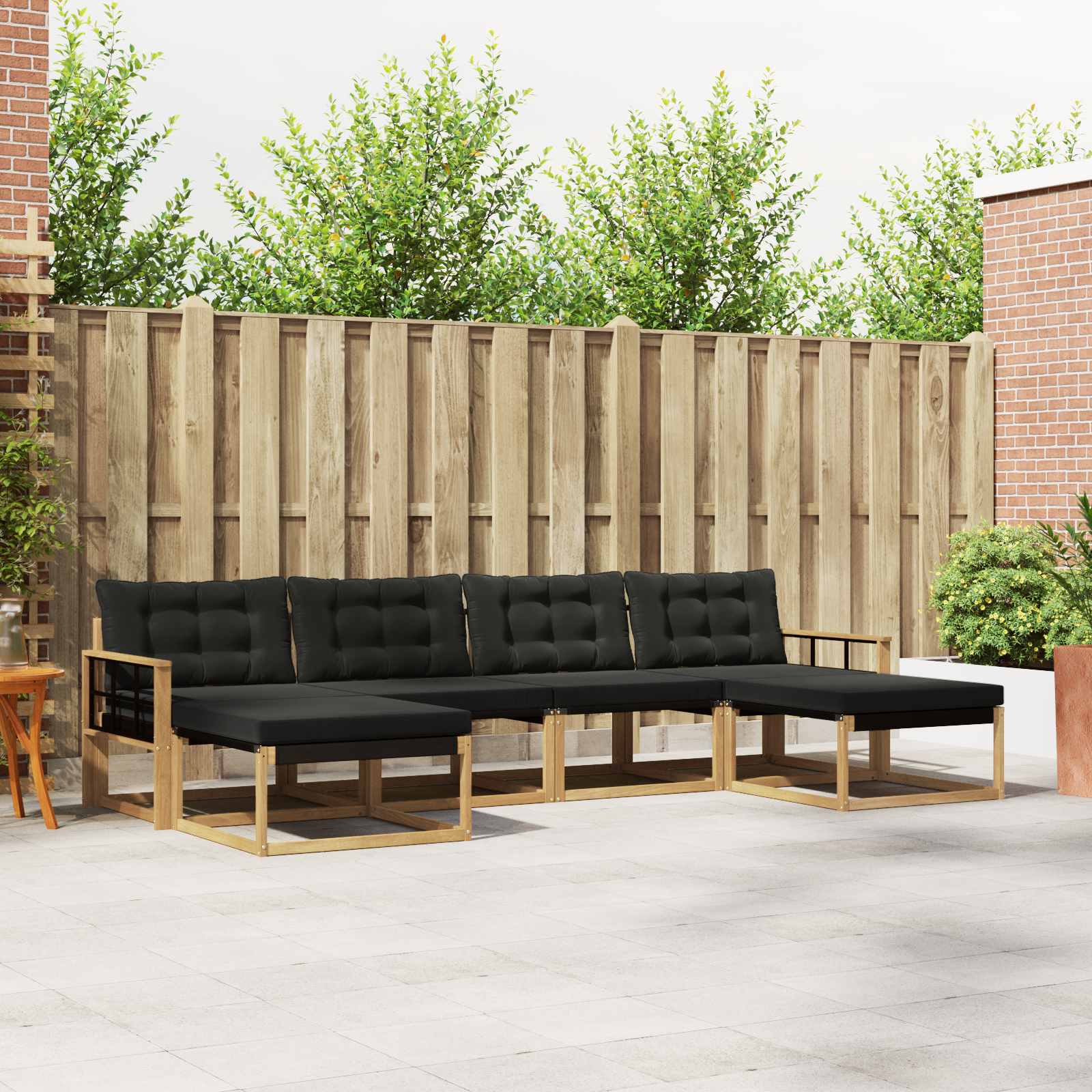 Set vanjskih sofa s jastukom 6 pcs Bijela i crna